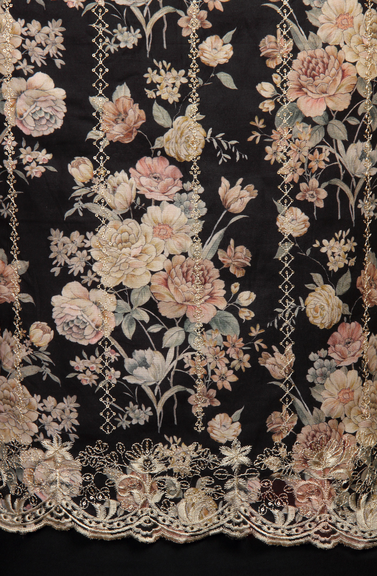 Black Beautiful Modal Unstitched Salwar Suit with Chiffon Dupatta - 838-334