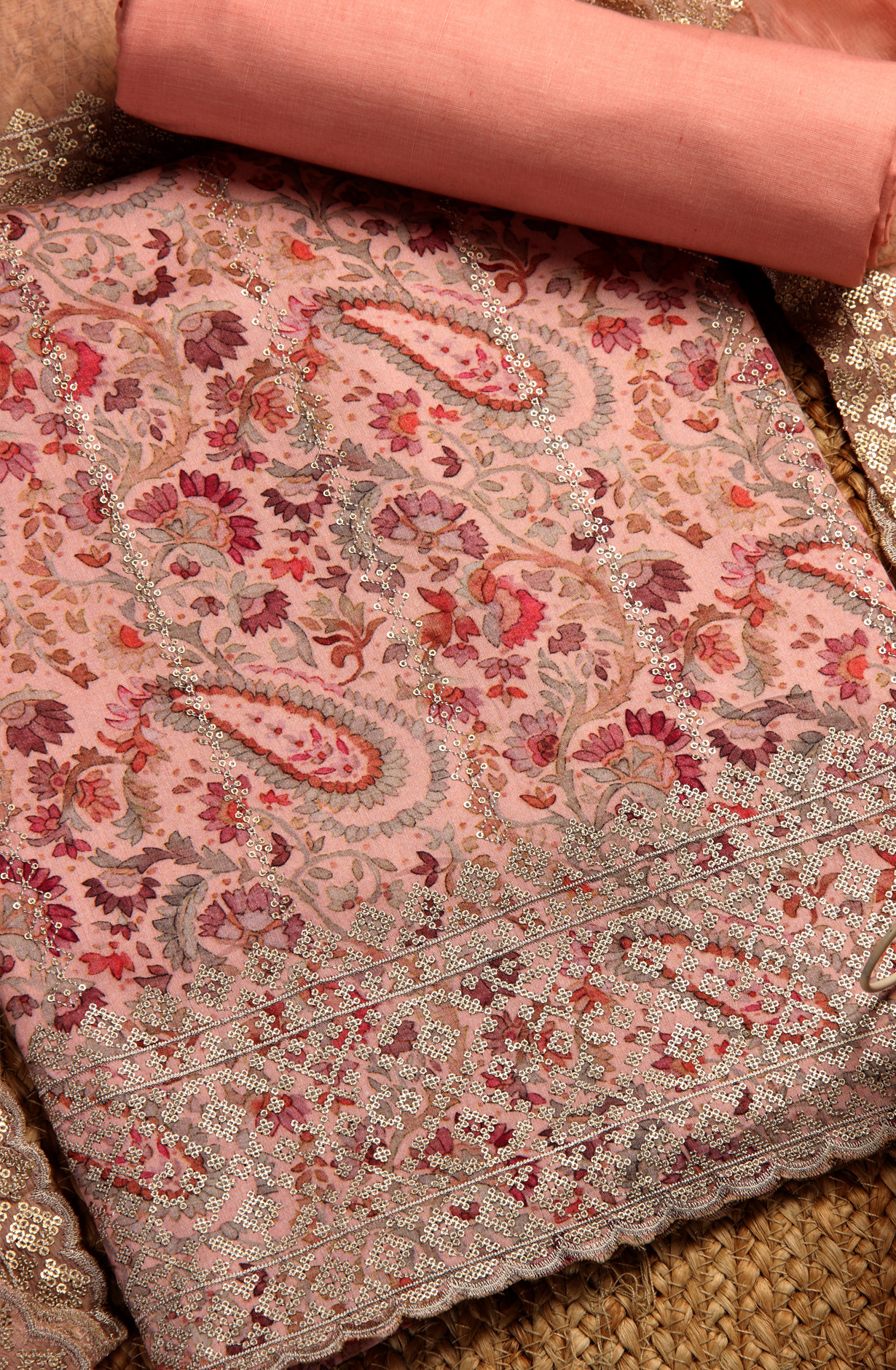 Pink Beautiful Modal Unstitched Salwar Suit with Chiffon Dupatta - 838-336A