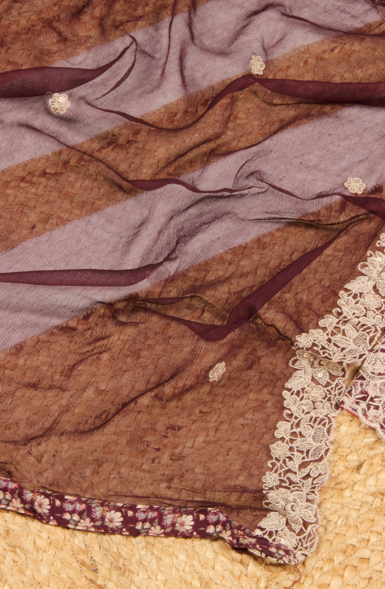 Wine Beautiful Muslin Salwar Suit with Chiffon Dupatta - 838-342