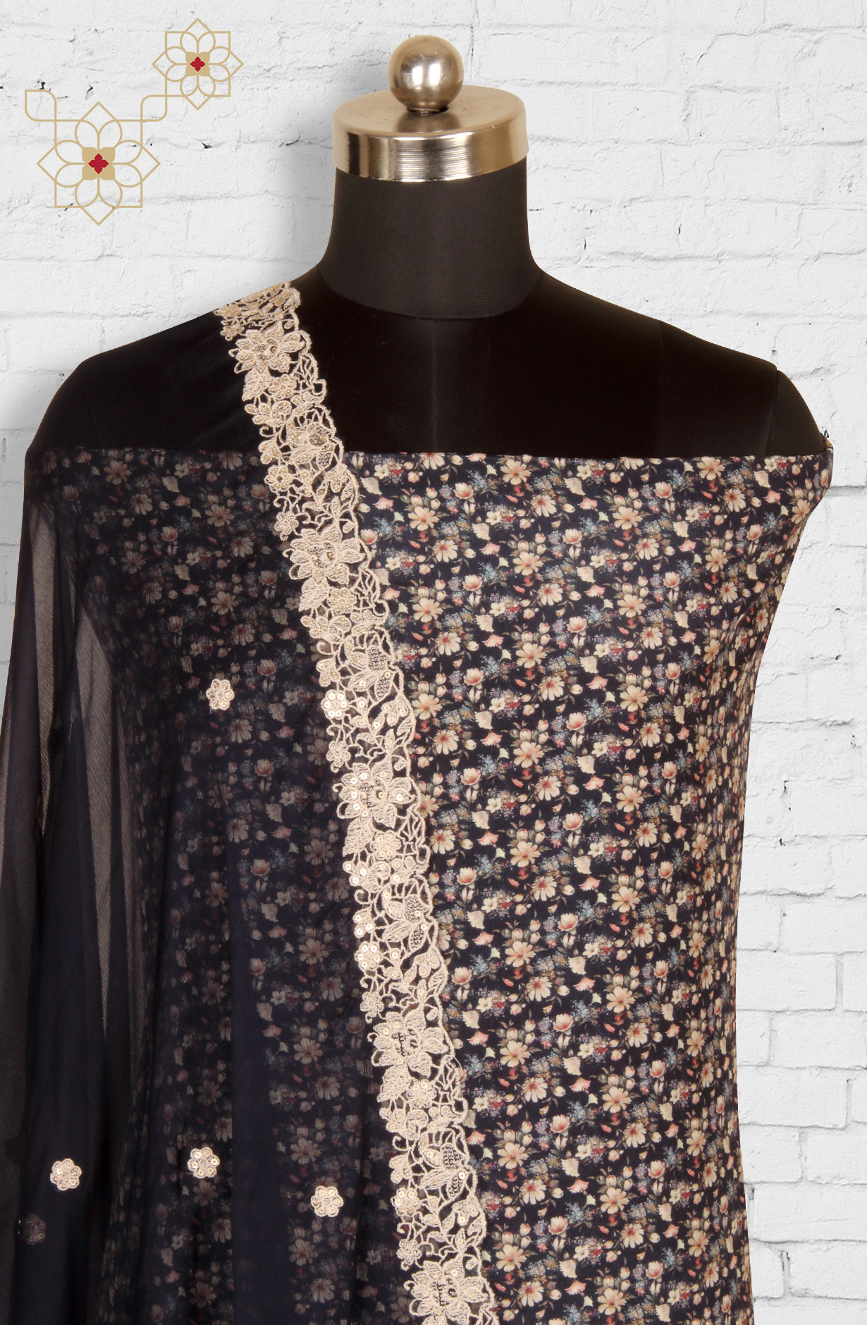 Blue Beautiful Muslin Salwar Suit with Chiffon Dupatta - 838-342B