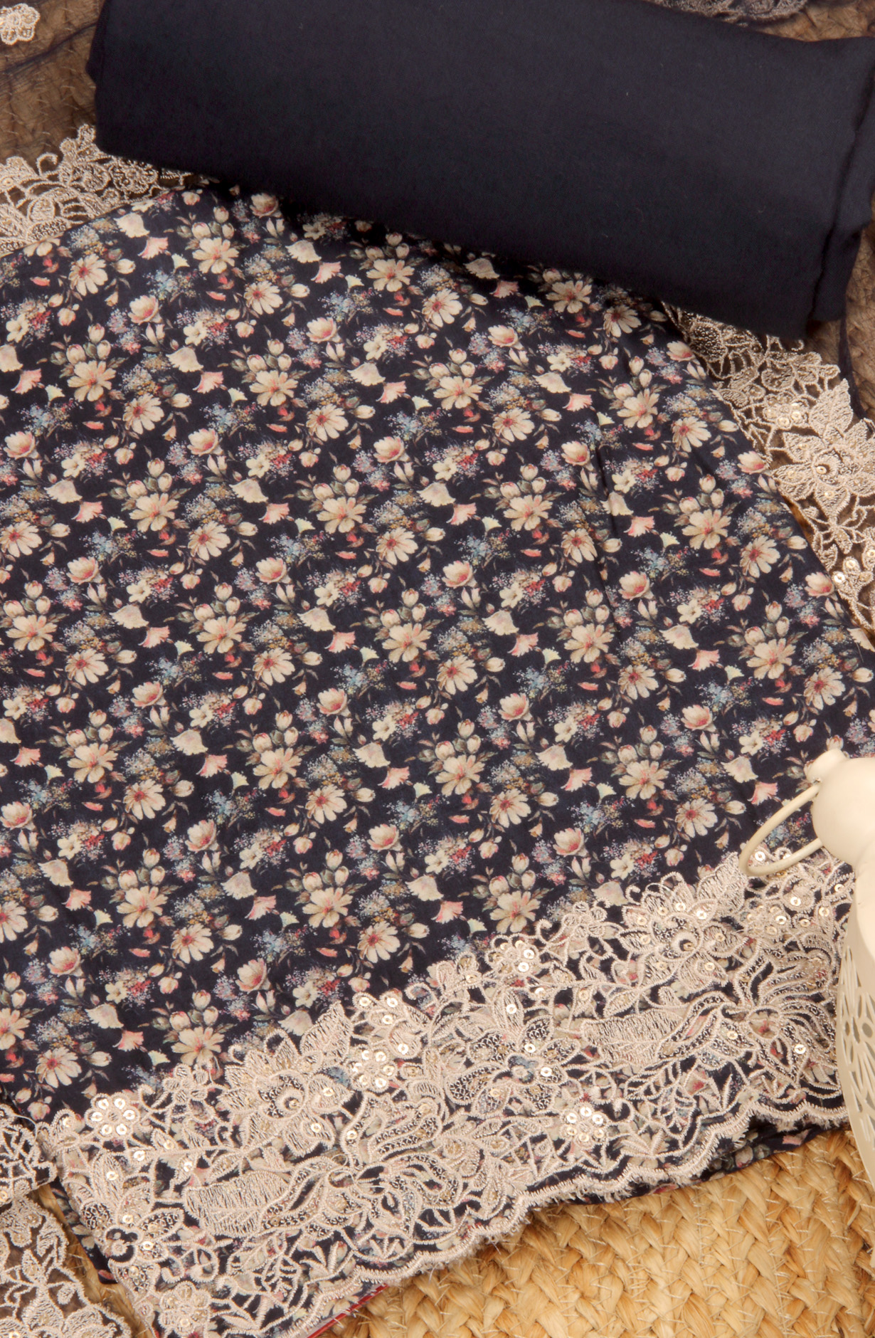 Blue Beautiful Muslin Salwar Suit with Chiffon Dupatta - 838-342B