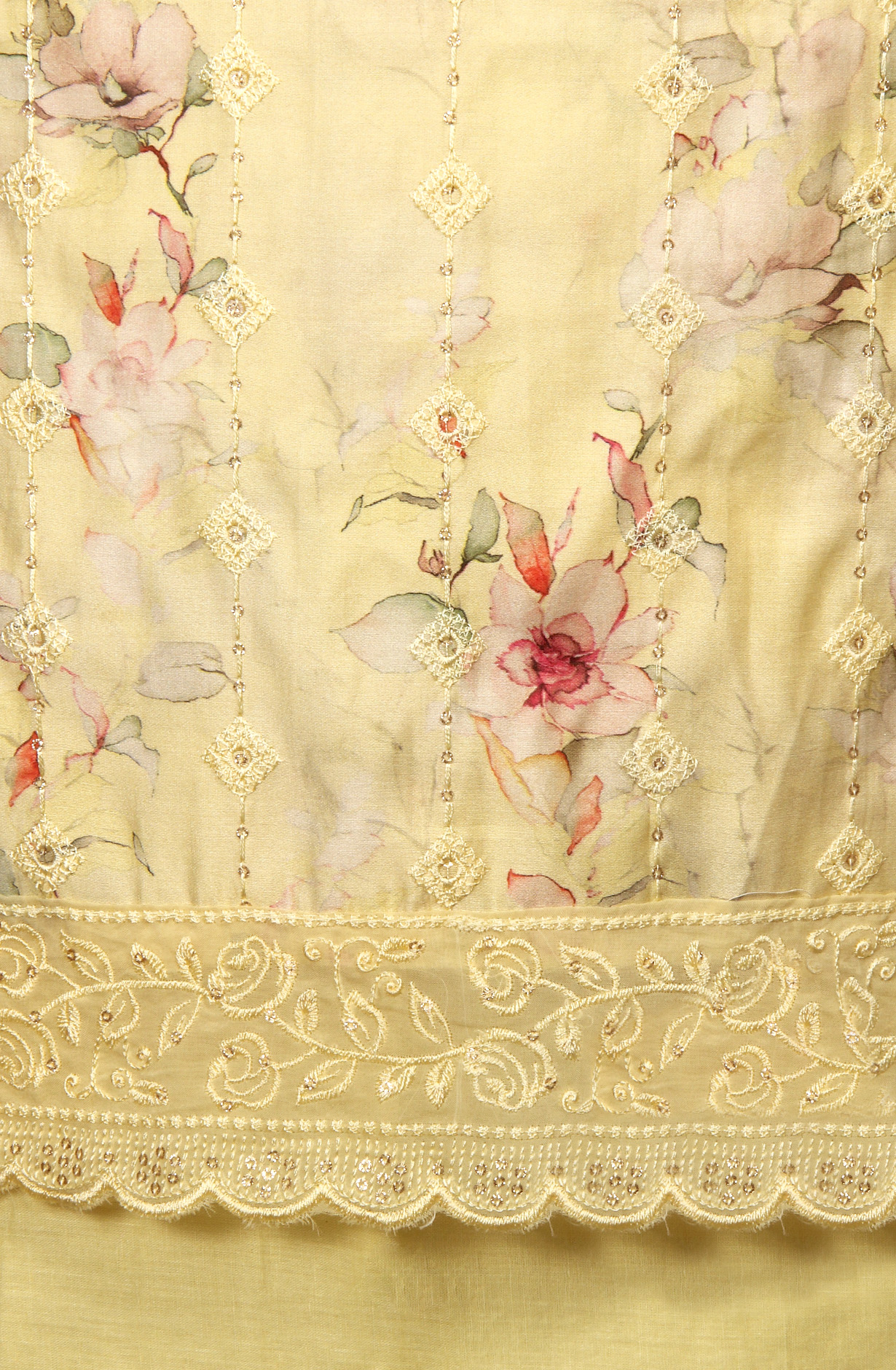 Yellow Beautiful Modal Suit-set with Chiffon Dupatta - 838-4664B