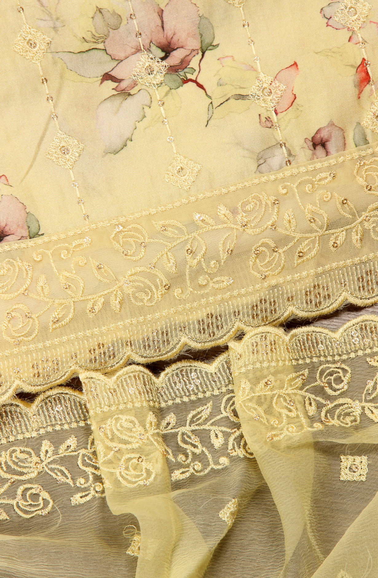 Yellow Beautiful Modal Suit-set with Chiffon Dupatta - 838-4664B