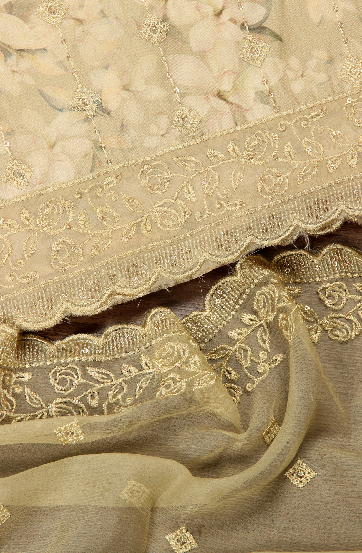 Mehndi Beautiful Modal Suit-set with Chiffon Dupatta - 838-4665