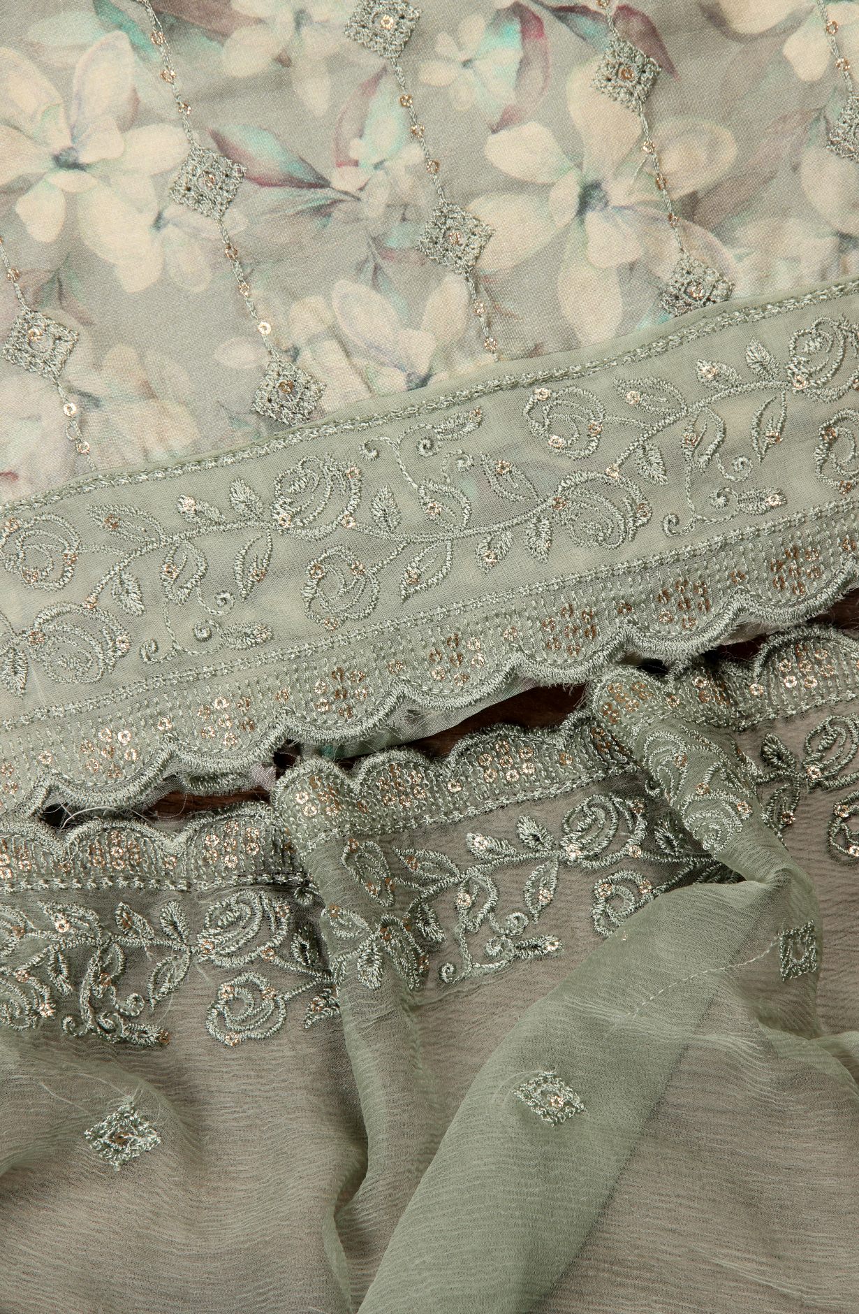 Sea Green Beautiful Modal Suit-set with Chiffon Dupatta - 838-4665A
