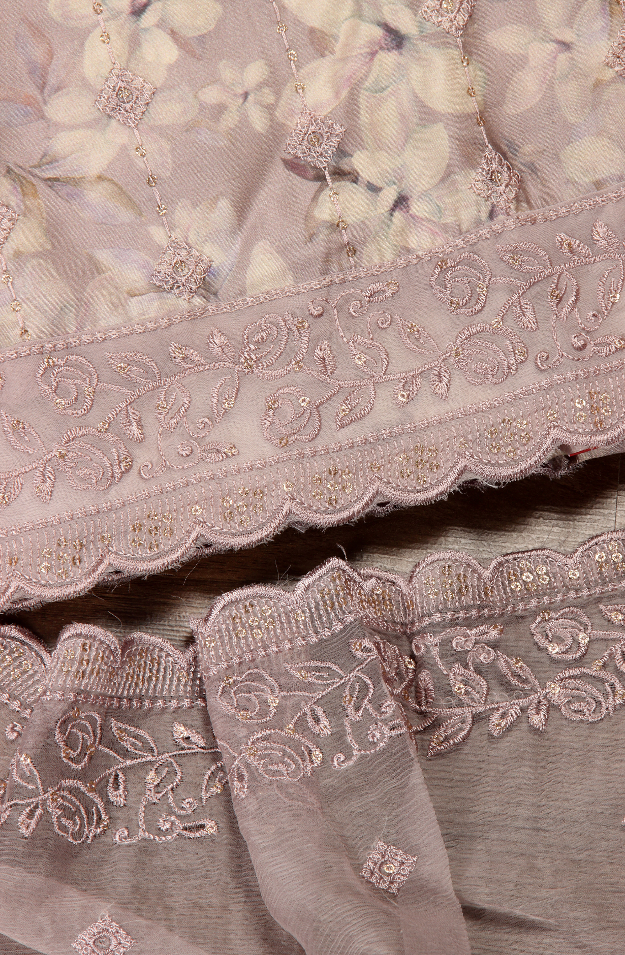 Mauve Beautiful Modal Suit-set with Chiffon Dupatta - 838-4665B