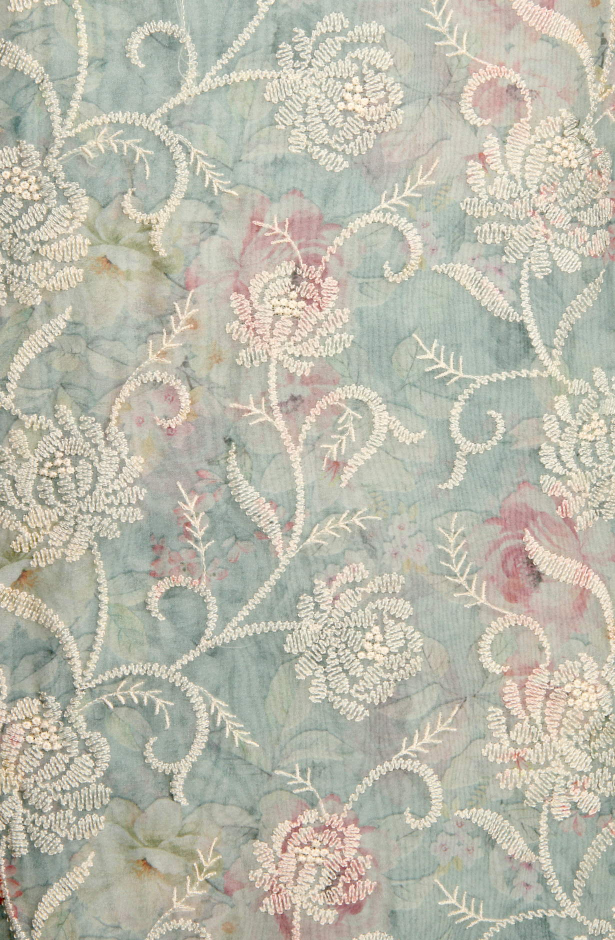 Sea Green Beautiful Organza Embroidered Salwar Kameez - 838-6853C