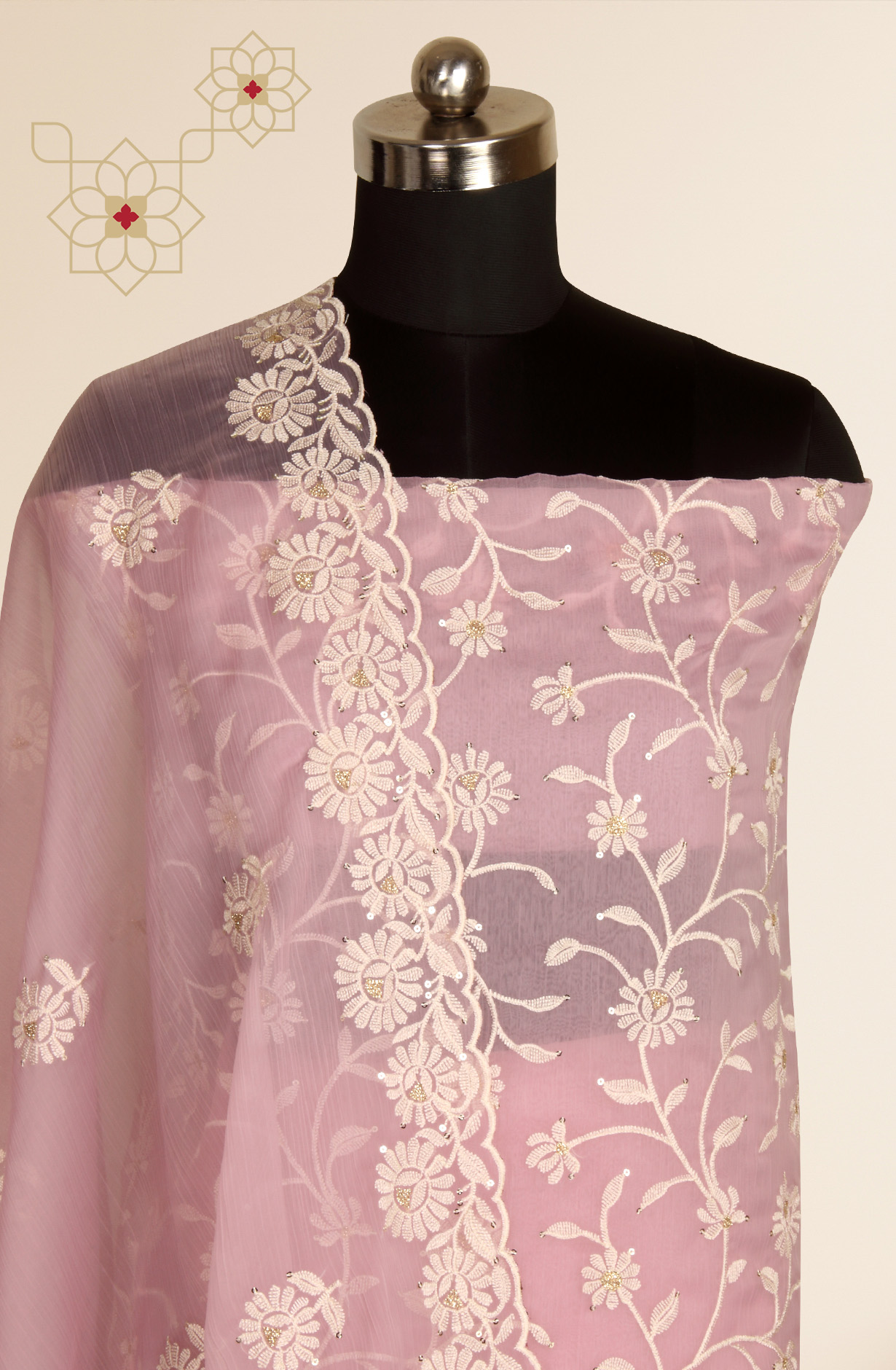 Purple Beautiful Organza Embroidered Salwar Kameez - 838-6857A