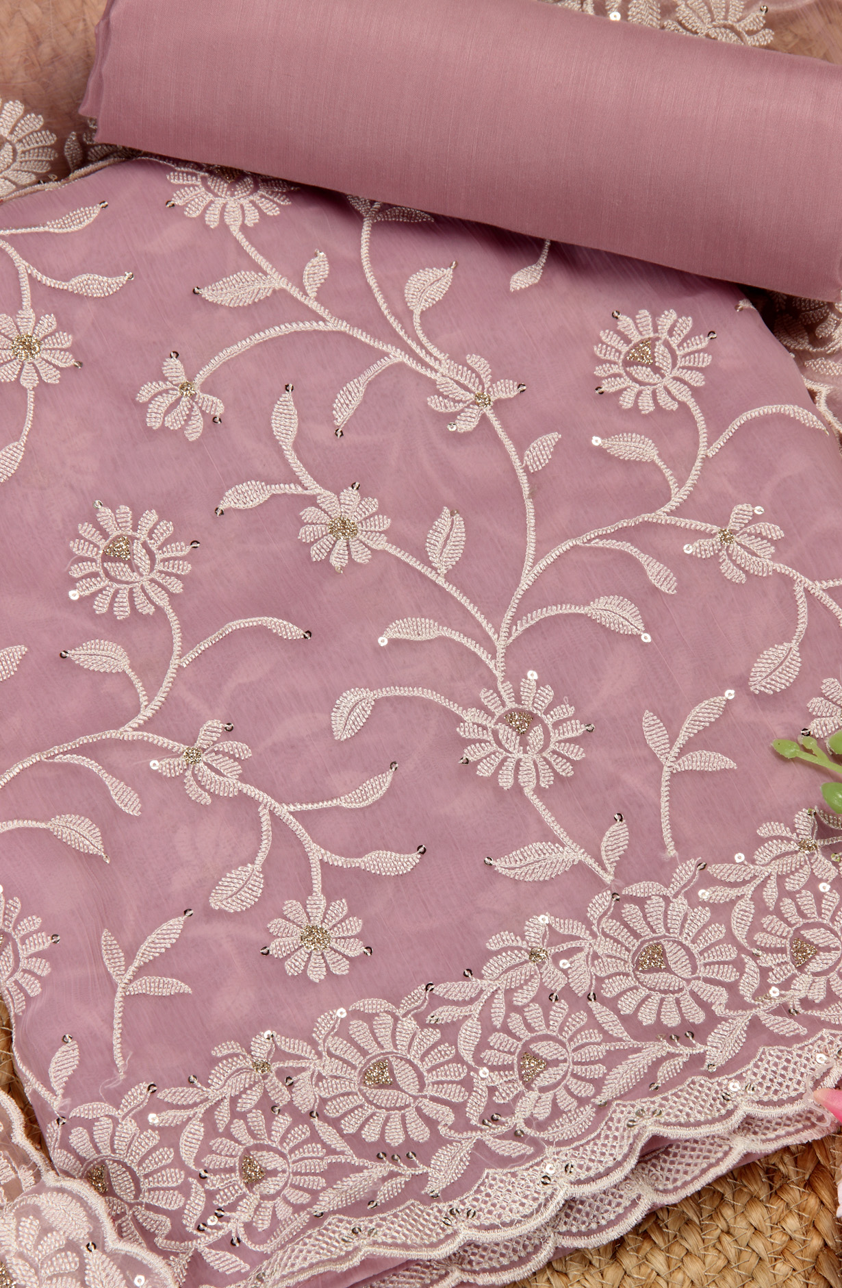 Purple Beautiful Organza Embroidered Salwar Kameez - 838-6857A