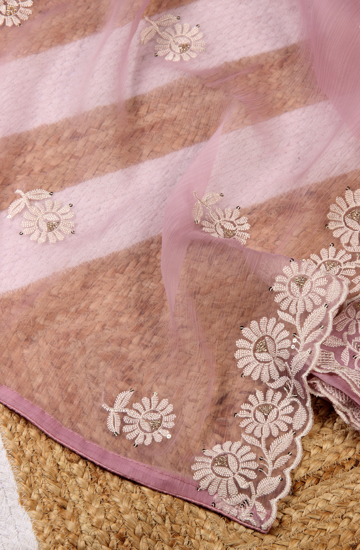 Purple Beautiful Organza Embroidered Salwar Kameez - 838-6857A