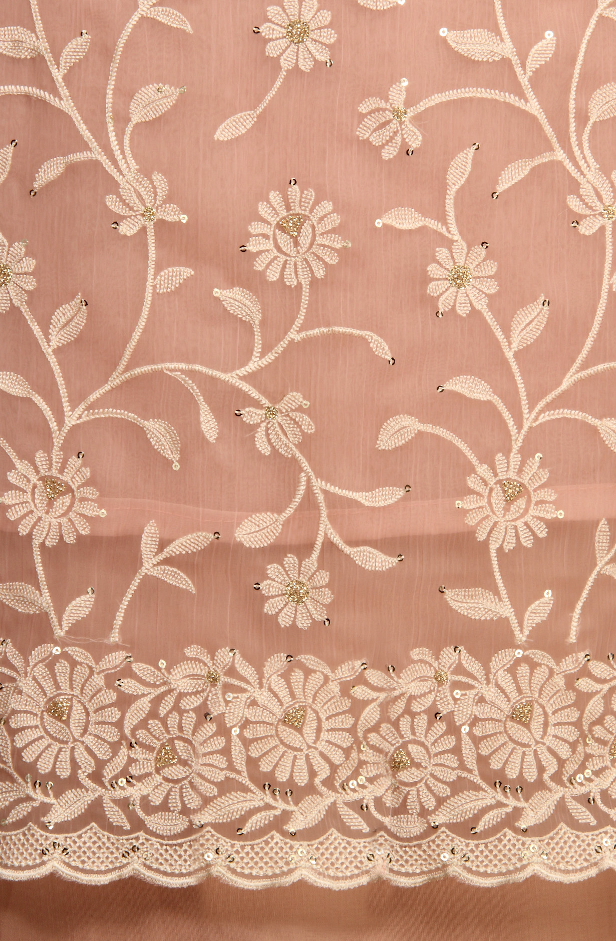 Peach Beautiful Organza Embroidered Salwar Kameez - 838-6857B