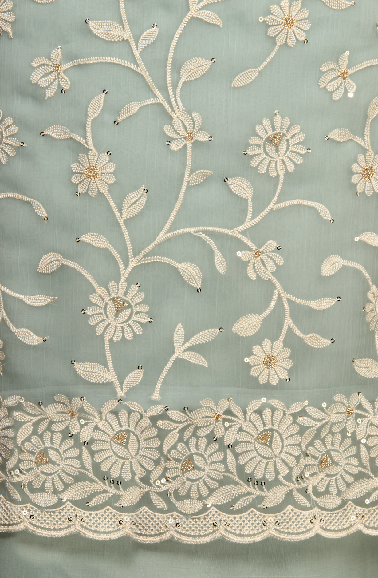 Sea Green Beautiful Organza Embroidered Salwar Kameez - 838-6857C