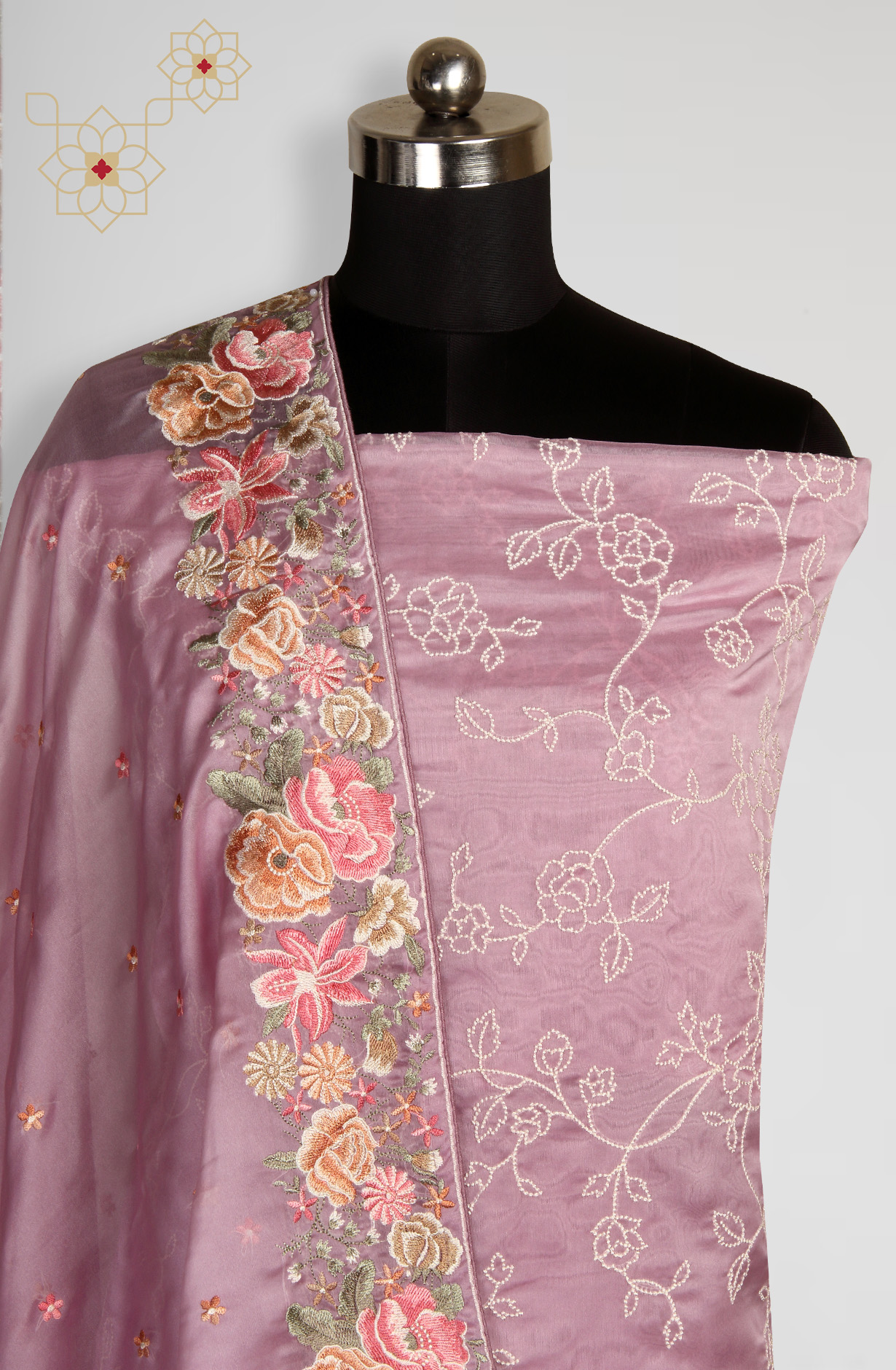 Lavender Organza Designer Embroidered Salwar Kameez - 838-6891A