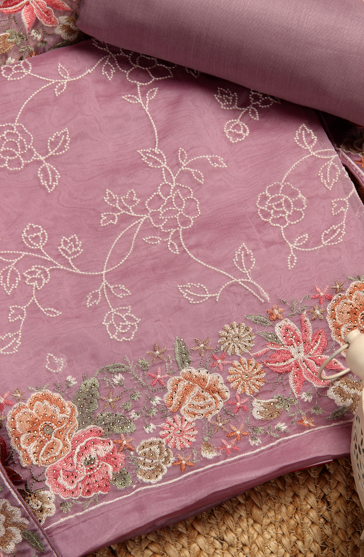 Lavender Organza Designer Embroidered Salwar Kameez - 838-6891A