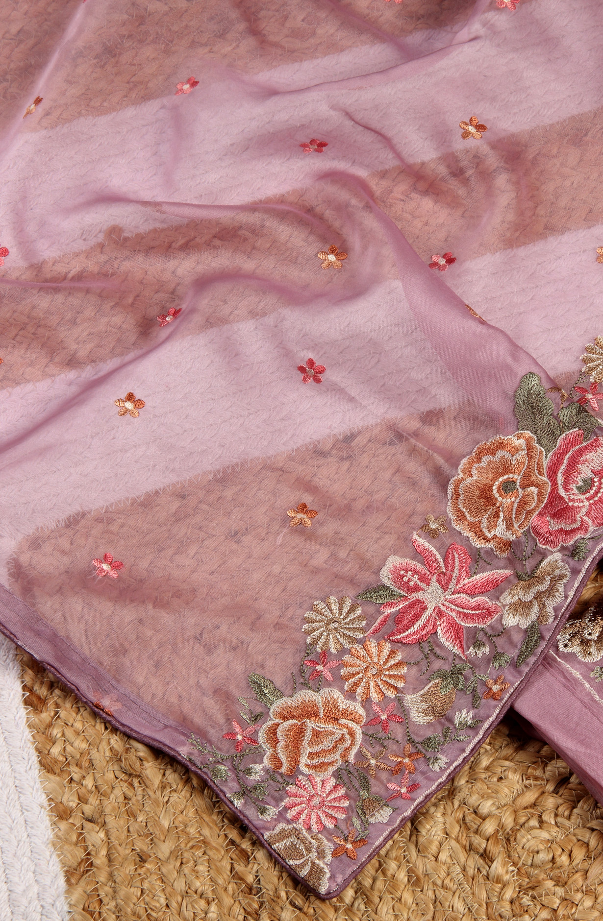 Lavender Organza Designer Embroidered Salwar Kameez - 838-6891A