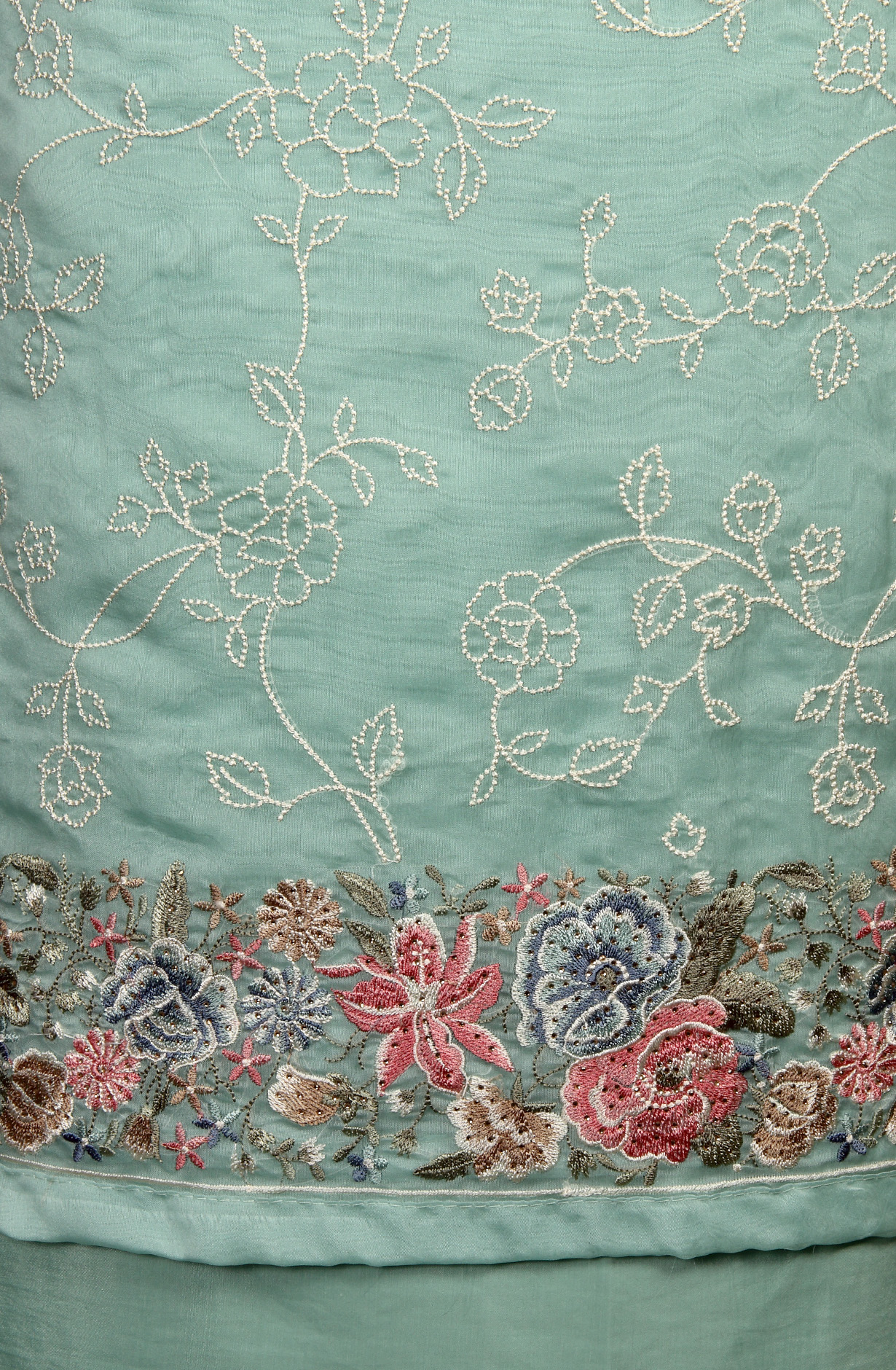 Sea Green Organza Designer Embroidered Salwar Kameez - 838-6891C