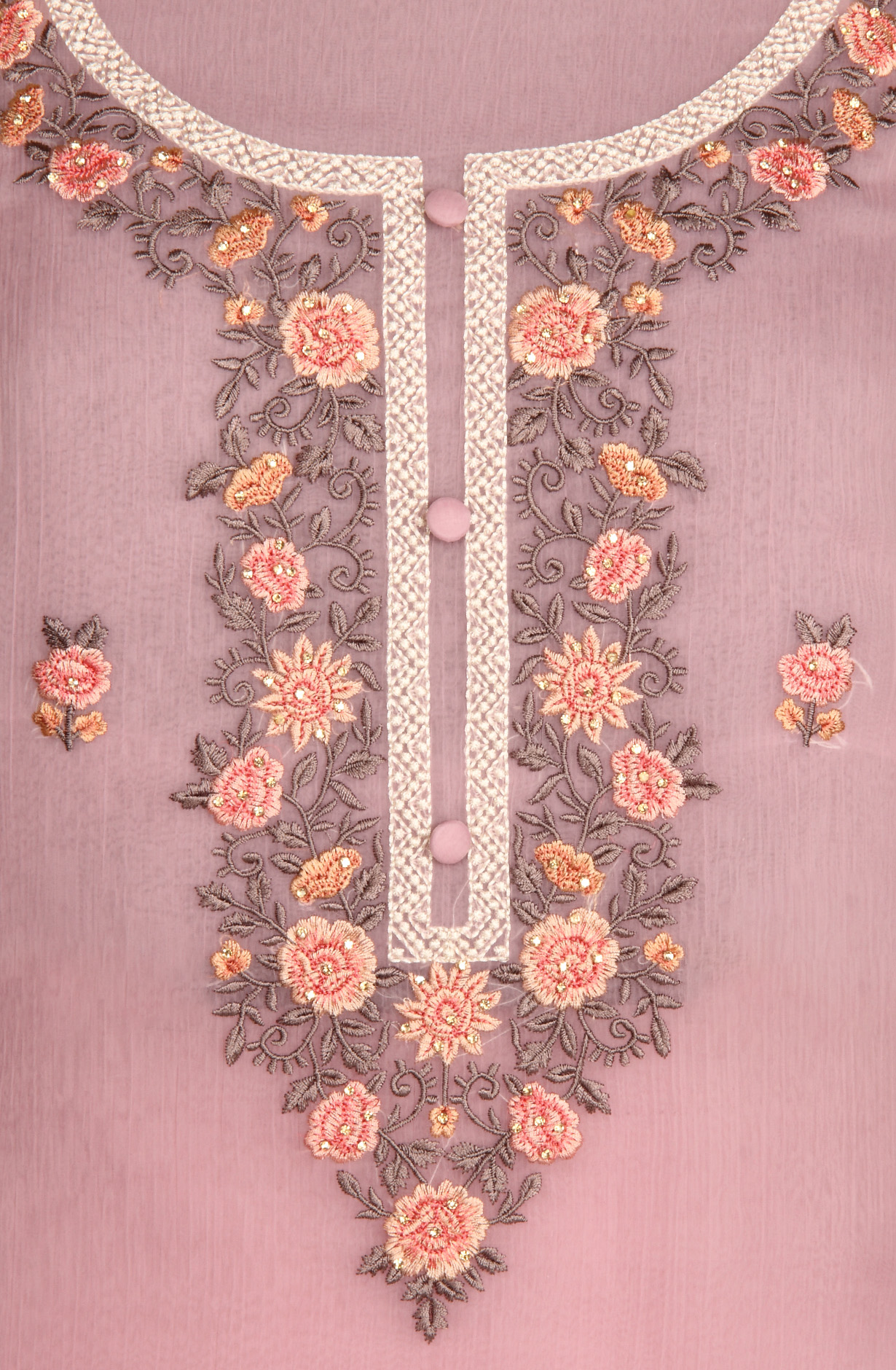 Mauve Beautiful Organza Embroidered Salwar Suit - 838-6926