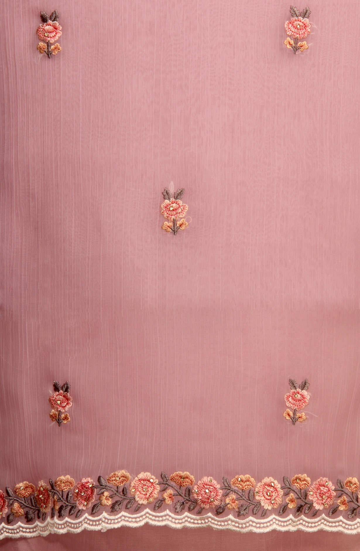 Mauve Beautiful Organza Embroidered Salwar Suit - 838-6926