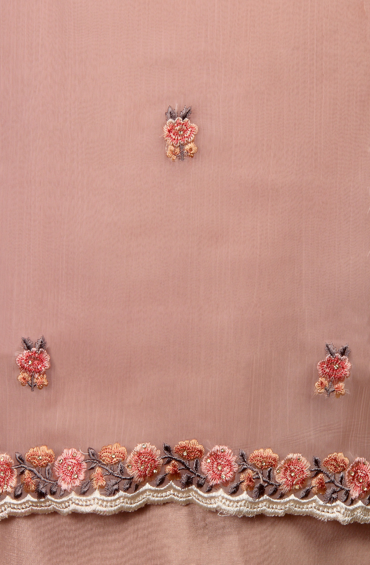 Peach Beautiful Organza Embroidered Salwar Suit - 838-6926A