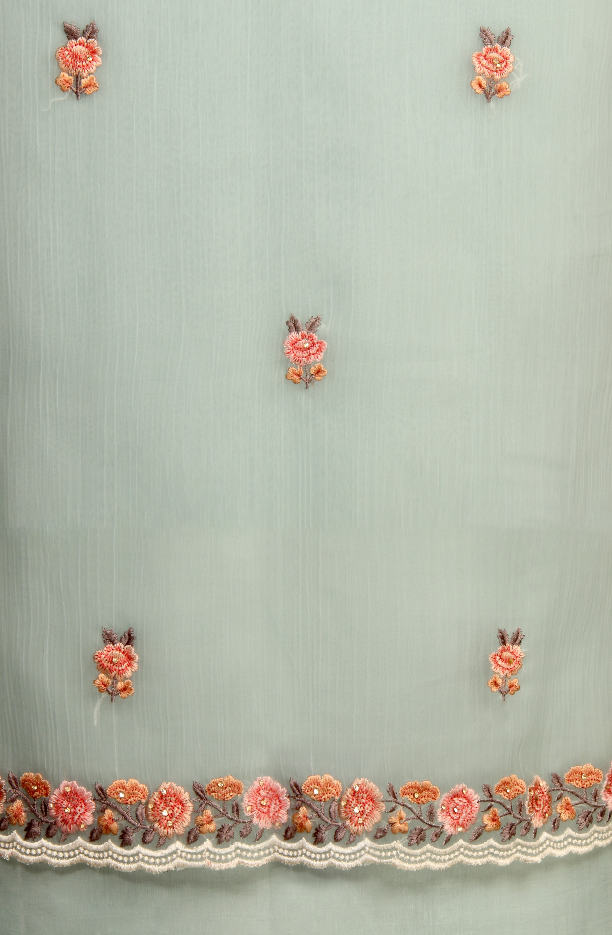 Sea Green Beautiful Organza Embroidered Salwar Suit - 838-6926C