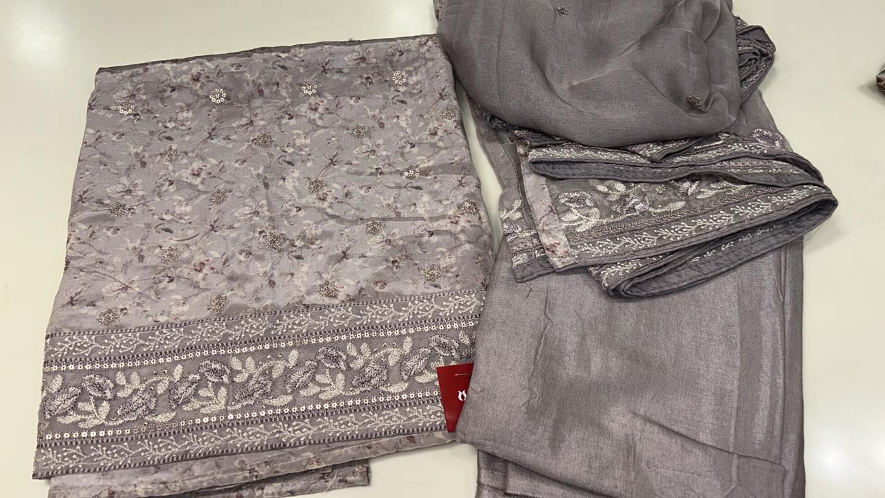 Light Purple Crepe Digital Printed Suit-sets with Chiffon Dupatta - 838-849A