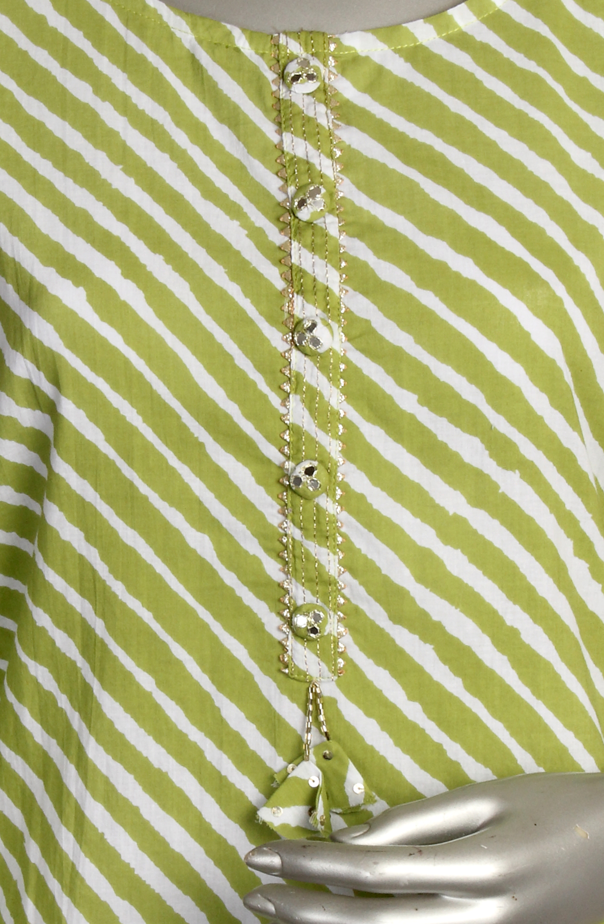 Parrot Green Printed Cotton Kurti - 845-73245