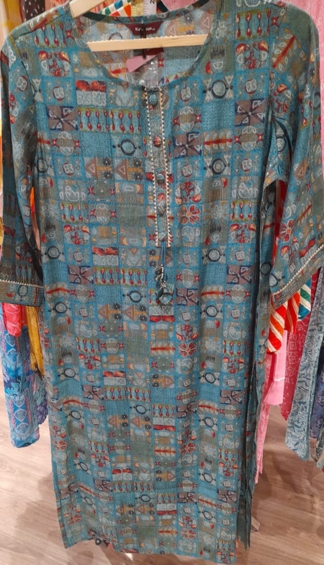 Multi-coloured Modal Digital Printed A-Line Kurti - 845-73787A