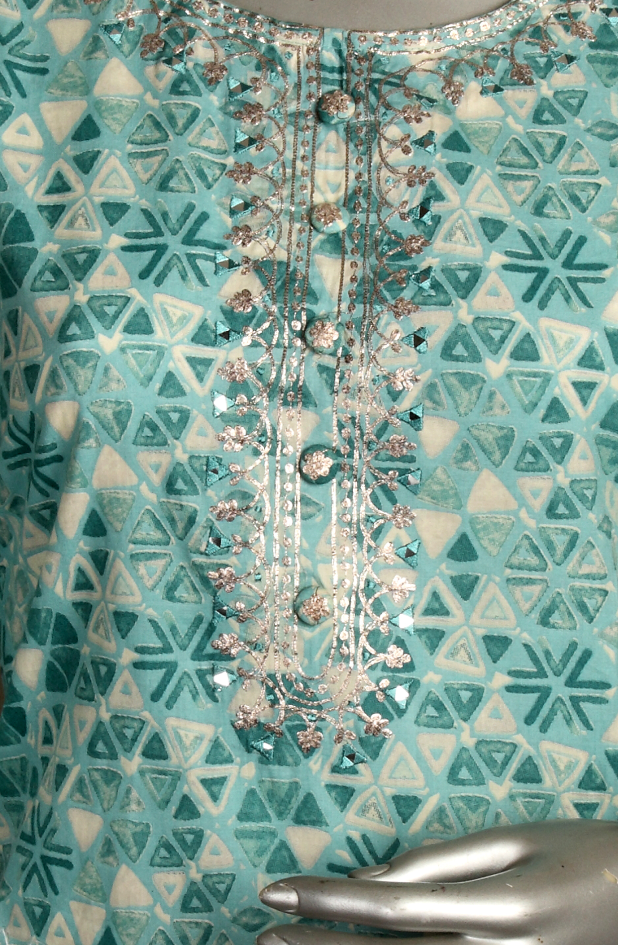 Firozi Printed Cotton Kurti - 845-73987A