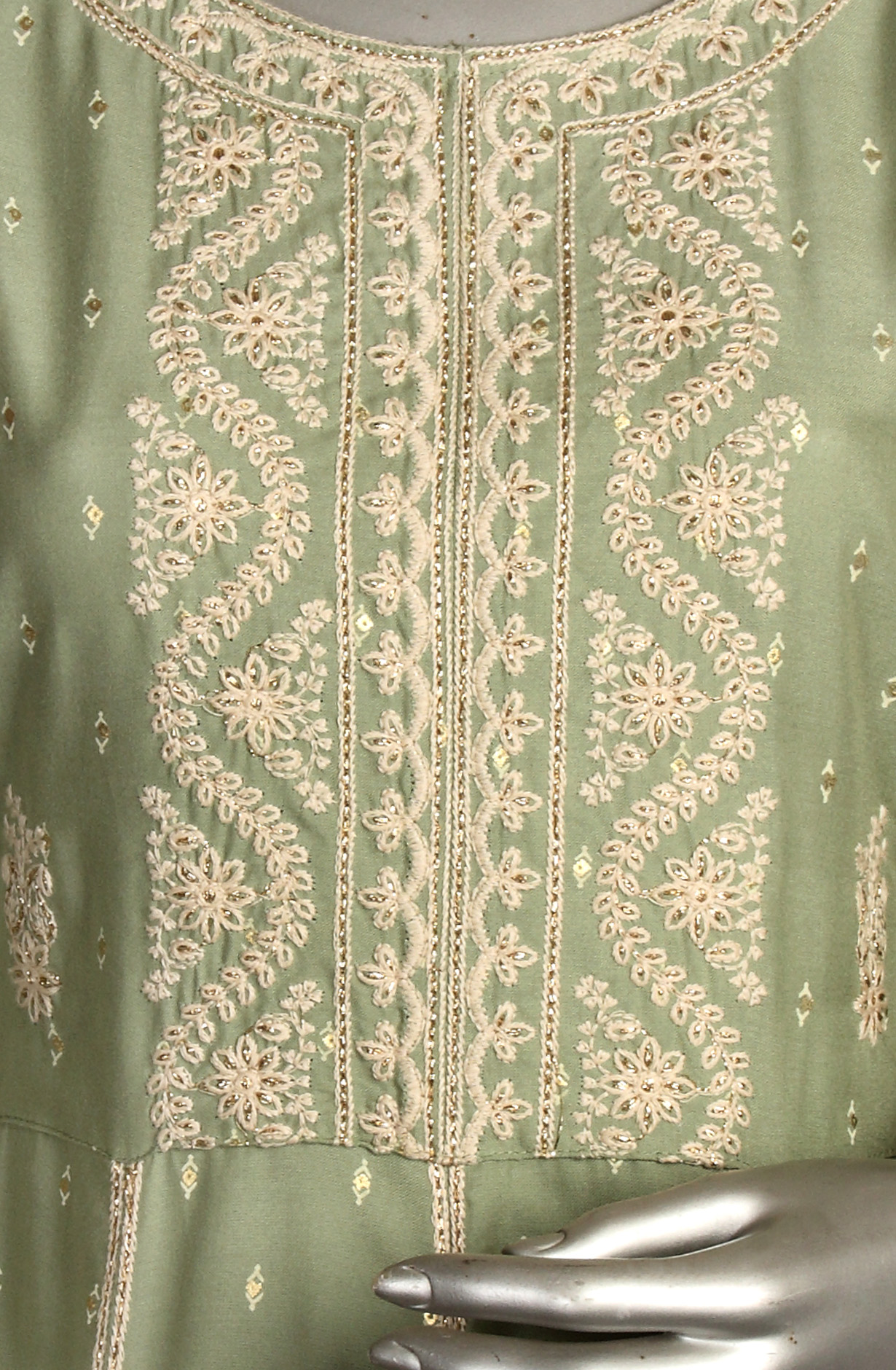 Ready-to-Wear Sea Green Modal Kurti Pant Set with Dupatta - 845-74191