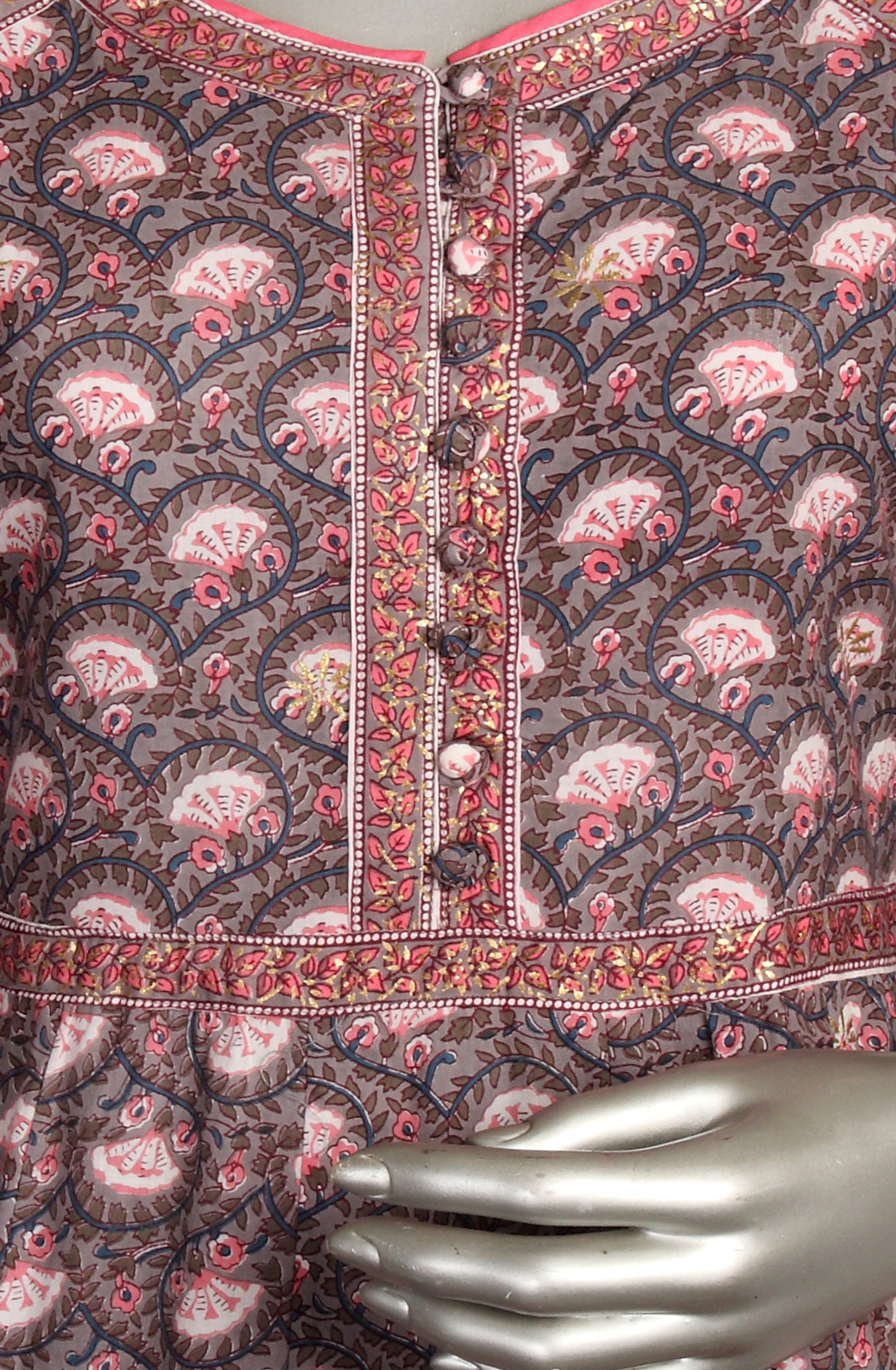 Ready-to-Wear Multi-coloured Cotton Kurti Pant Set with Dupatta - 845-74539