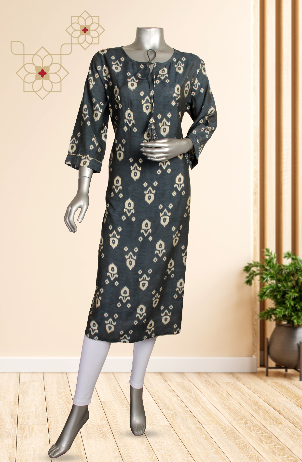 Grey Modal Cotton Printed Kurti - 845-74606A