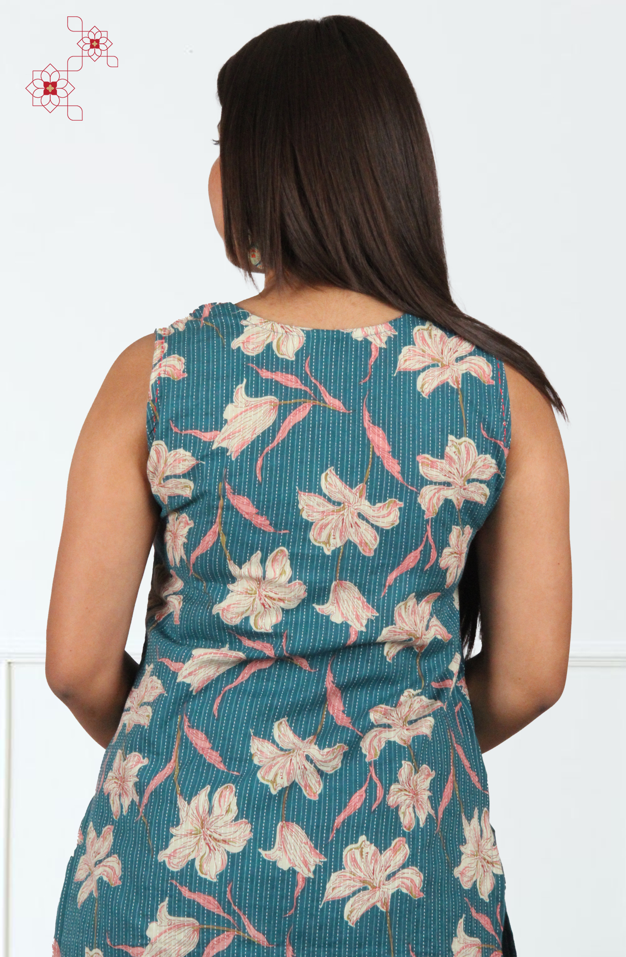 Teal Cotton Printed Top Bottom Set - 845-76261 - Available Size M to XXXL