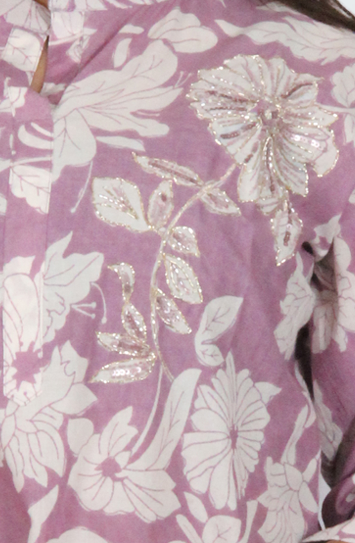 Mauve Cotton Printed Readymade Top Bottom Set - 845-76571 - Available Size M to XXXL