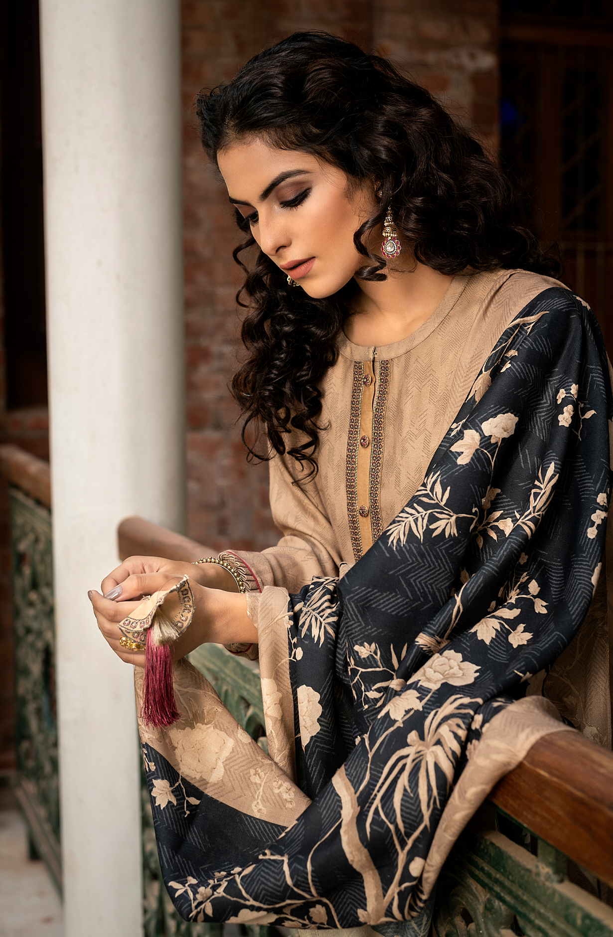 Beige Pashmina Unstitched Salwar Kameez - KAP1553