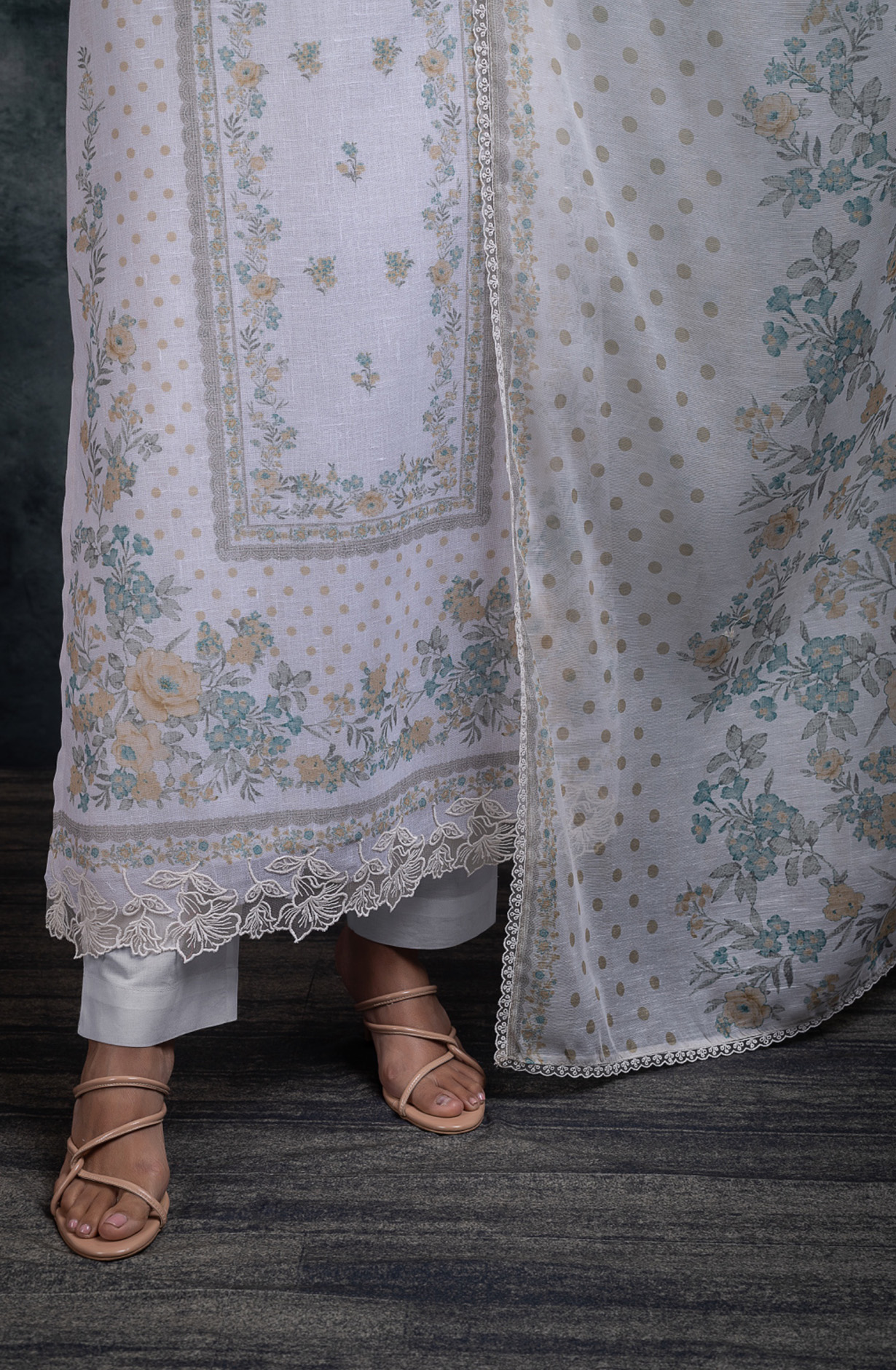 Yellow Linen Digital Printed Unstitched Suit Set with Dupatta - RUANSP115B