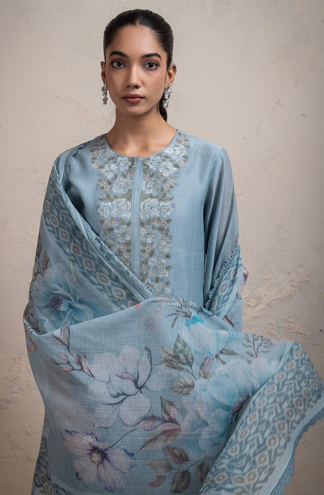 Blue Pure Mul chanderi beautiful Suit Set with Dupatta - R157-SPR2688
