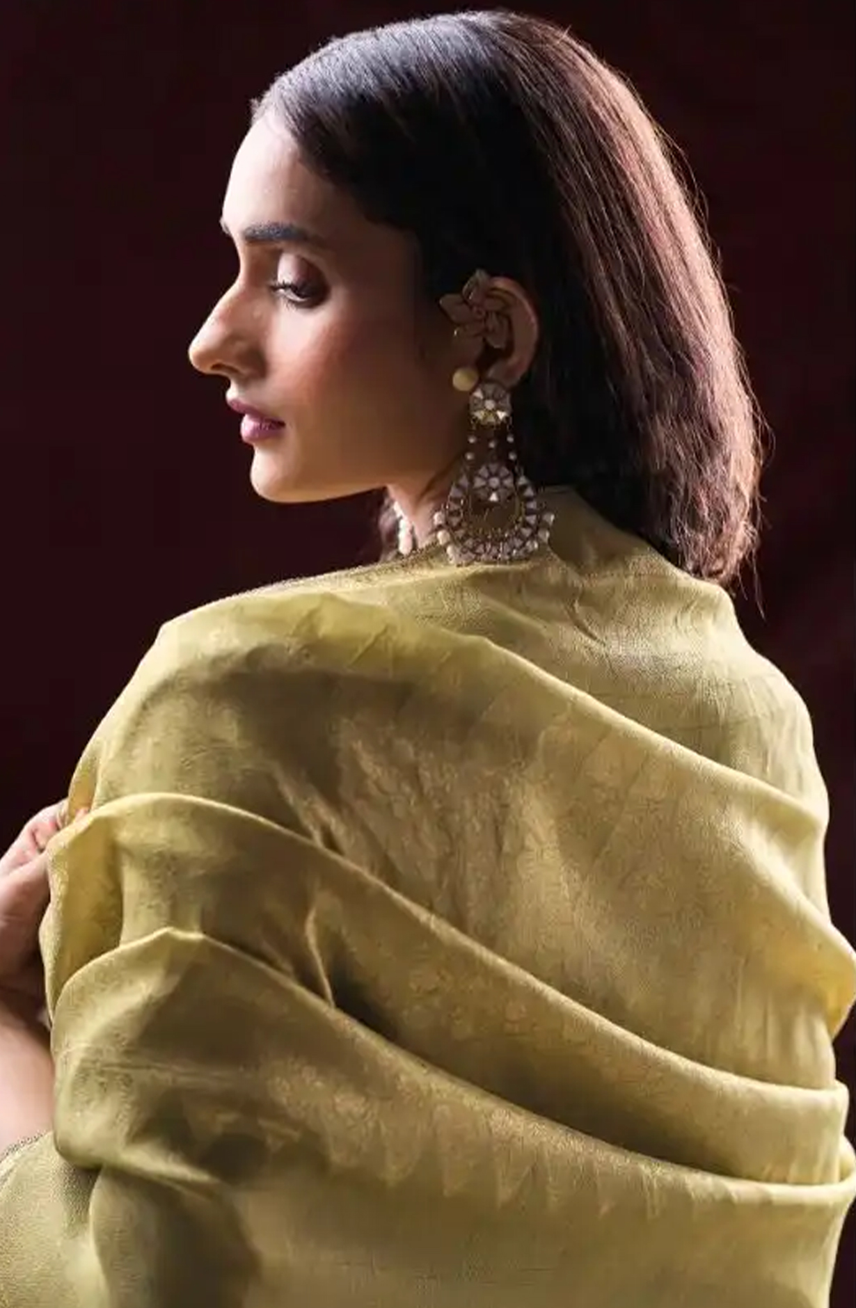 Mustard Silk Jacquard Suit Set with Dupatta - ARNC2300