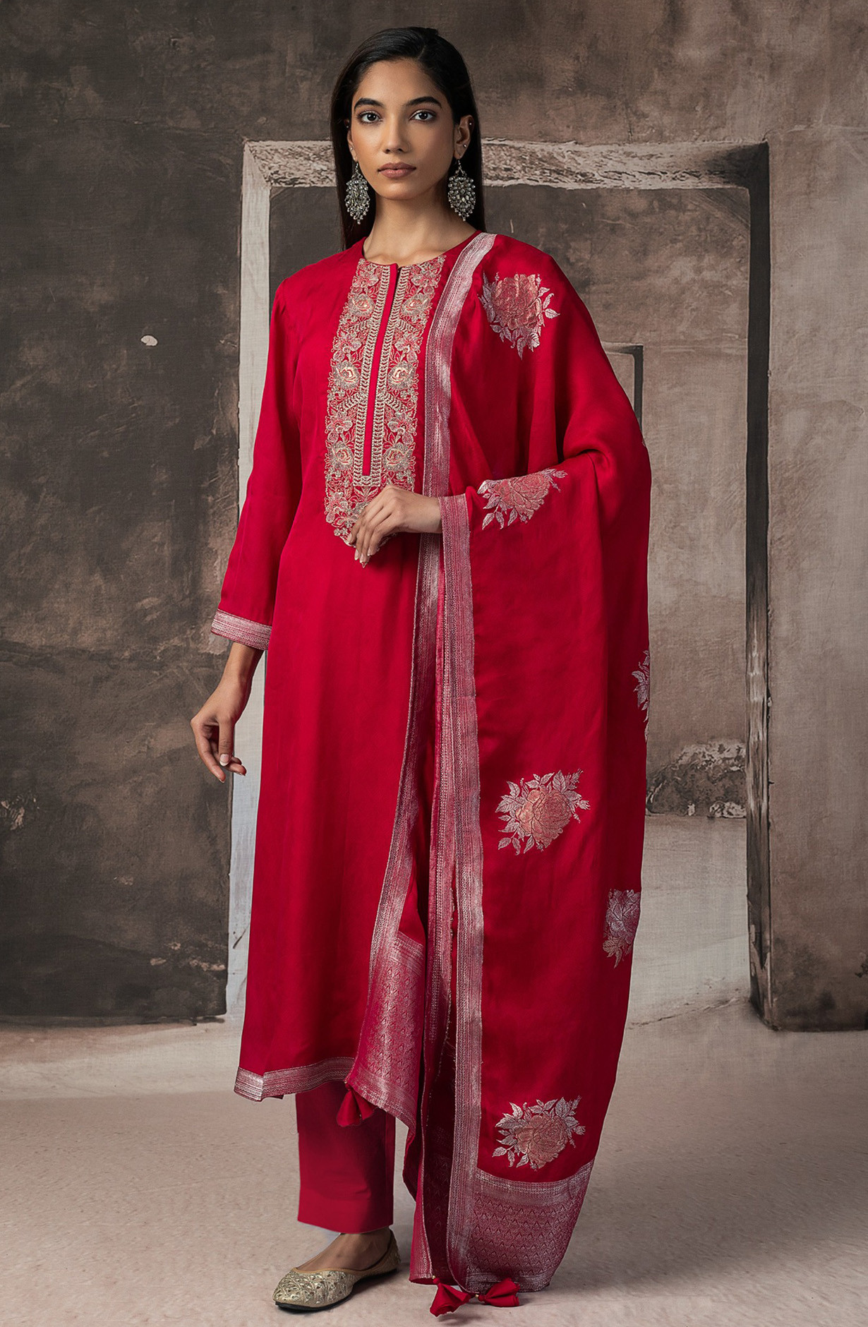 Rani Silk Jacquard Suit Set with Silk Dupatta - R157-SPR2534C