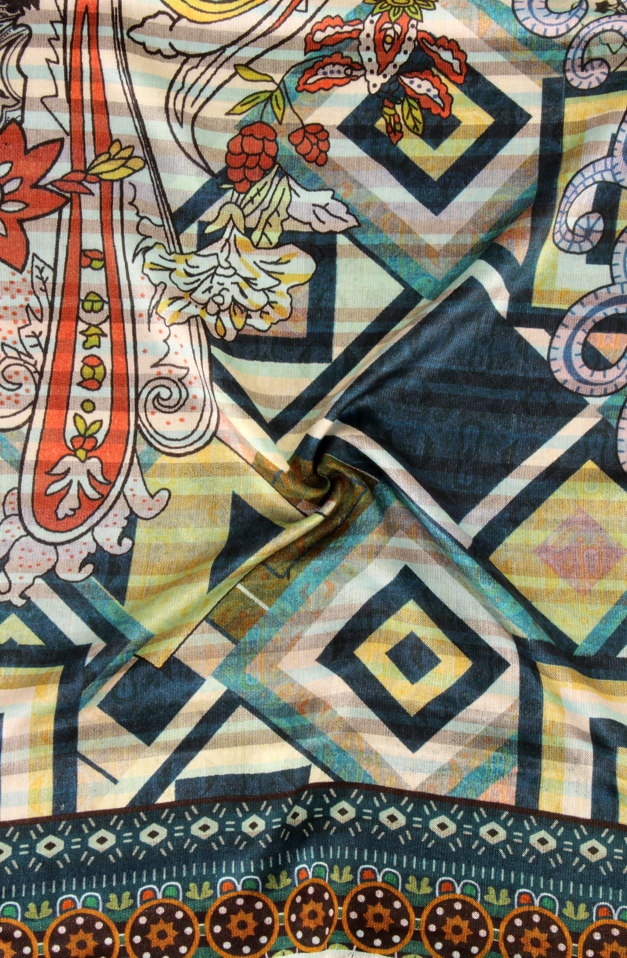 Multi-color Digital Print Woolen Stole - 91060560