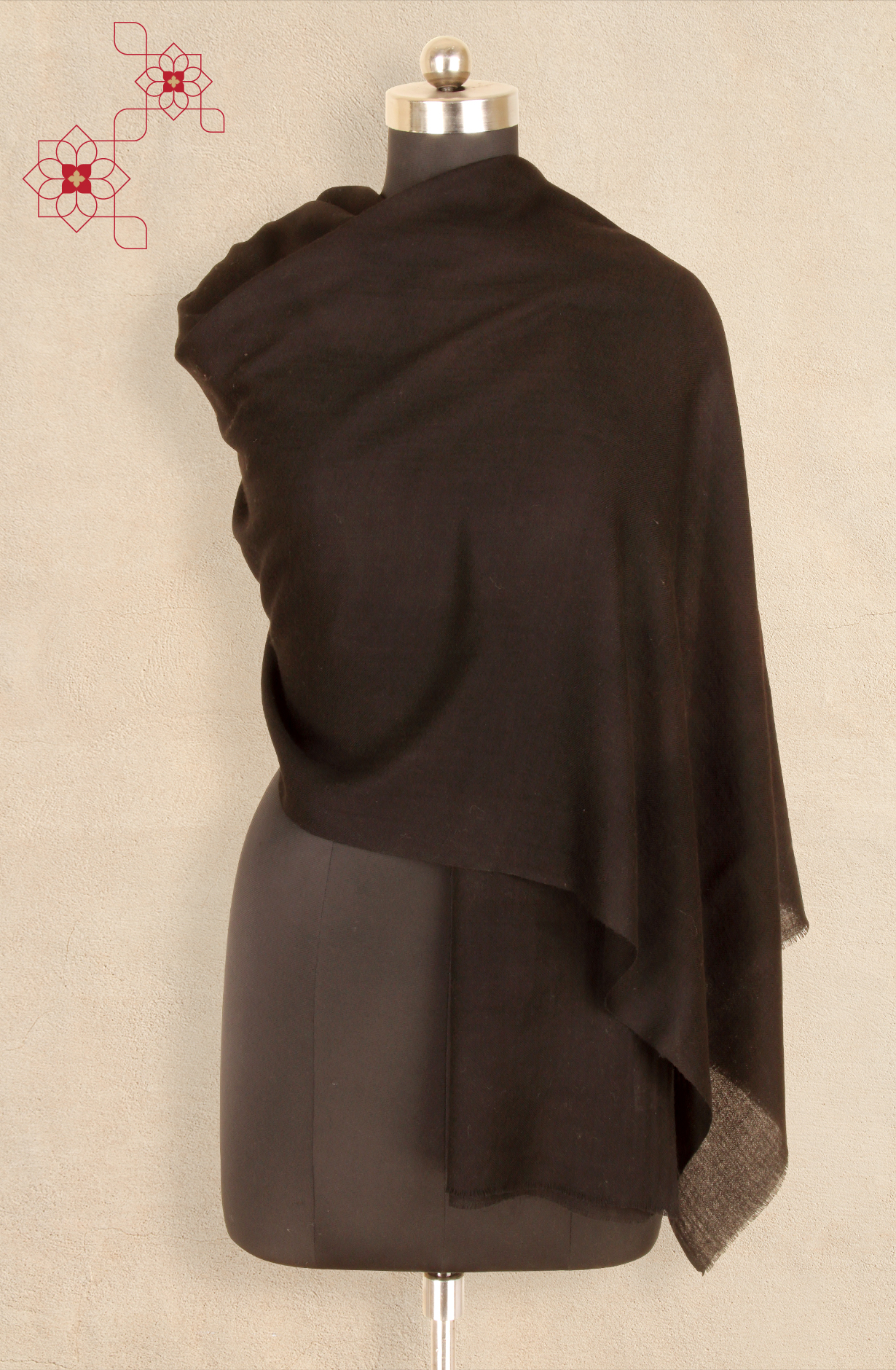 Black Woolen Stole - 91062968