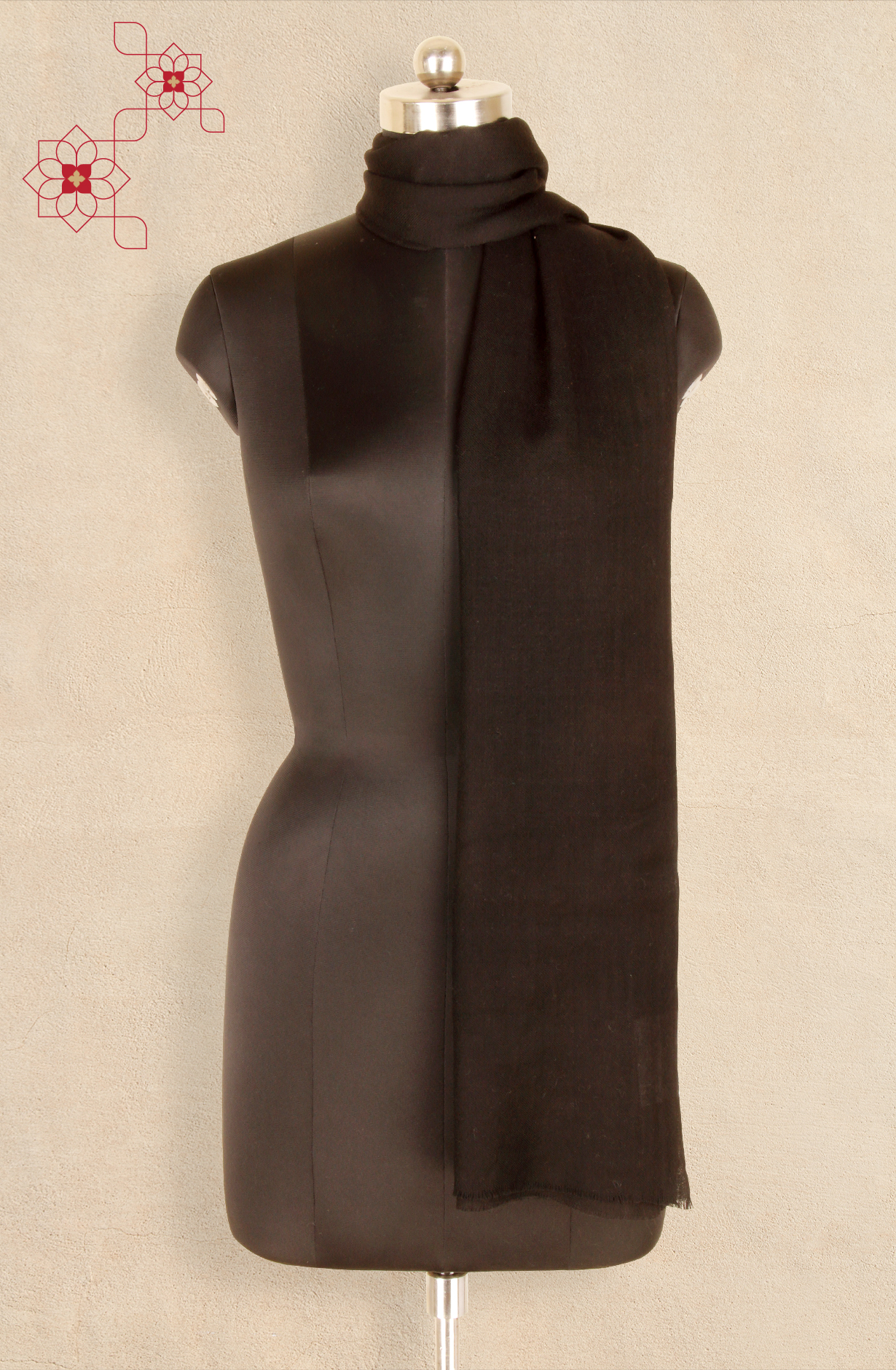 Black Woolen Stole - 91062968