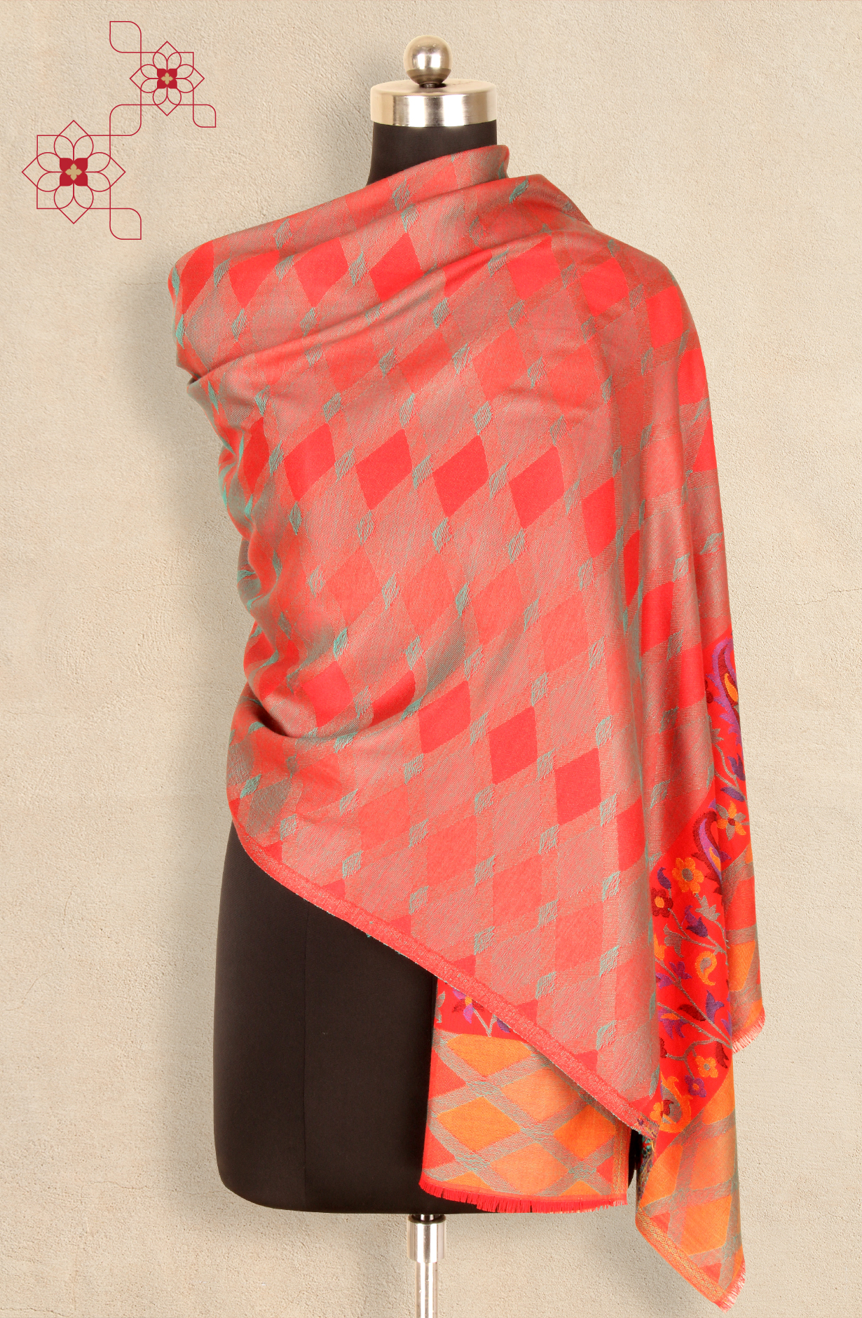 Multi-coloured Women Woolen Stole - 91063007
