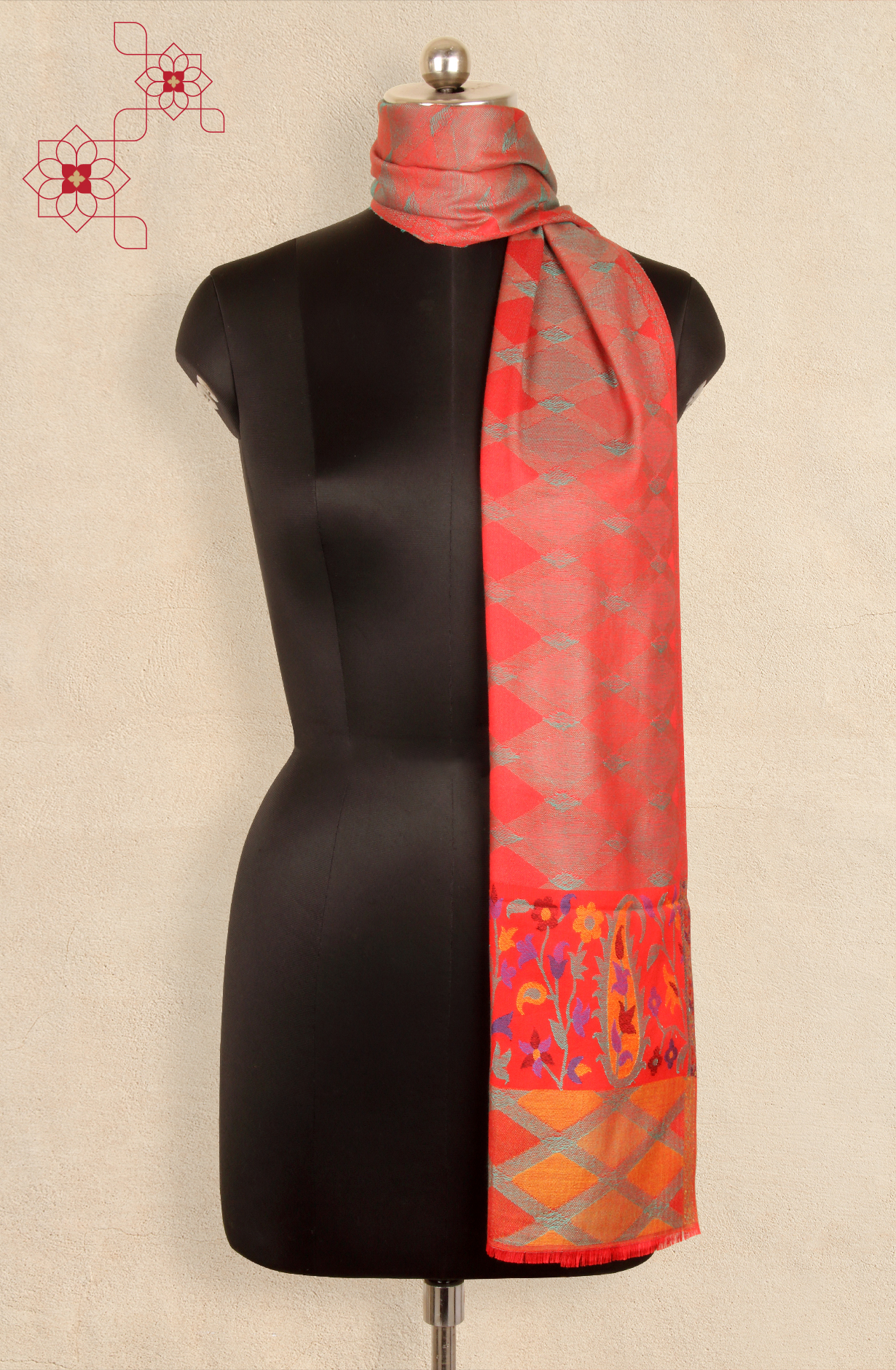 Multi-coloured Women Woolen Stole - 91063007