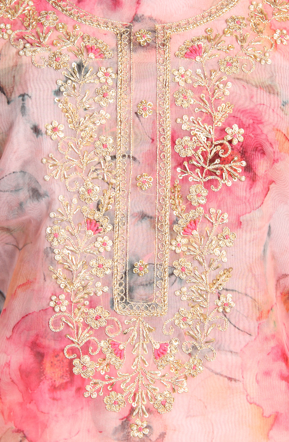 Pink Designer Partywear Organza Salwar Kameez - 912-AC18945A