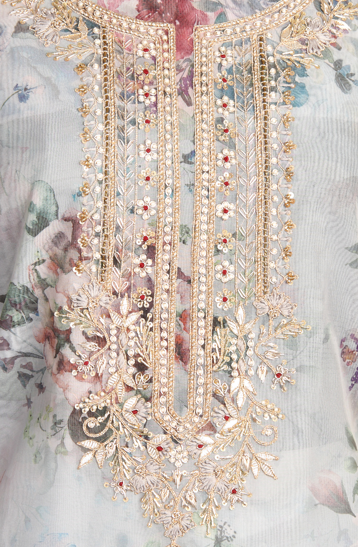 Grey Designer Partywear Organza Salwar Kameez - 912-AC18949