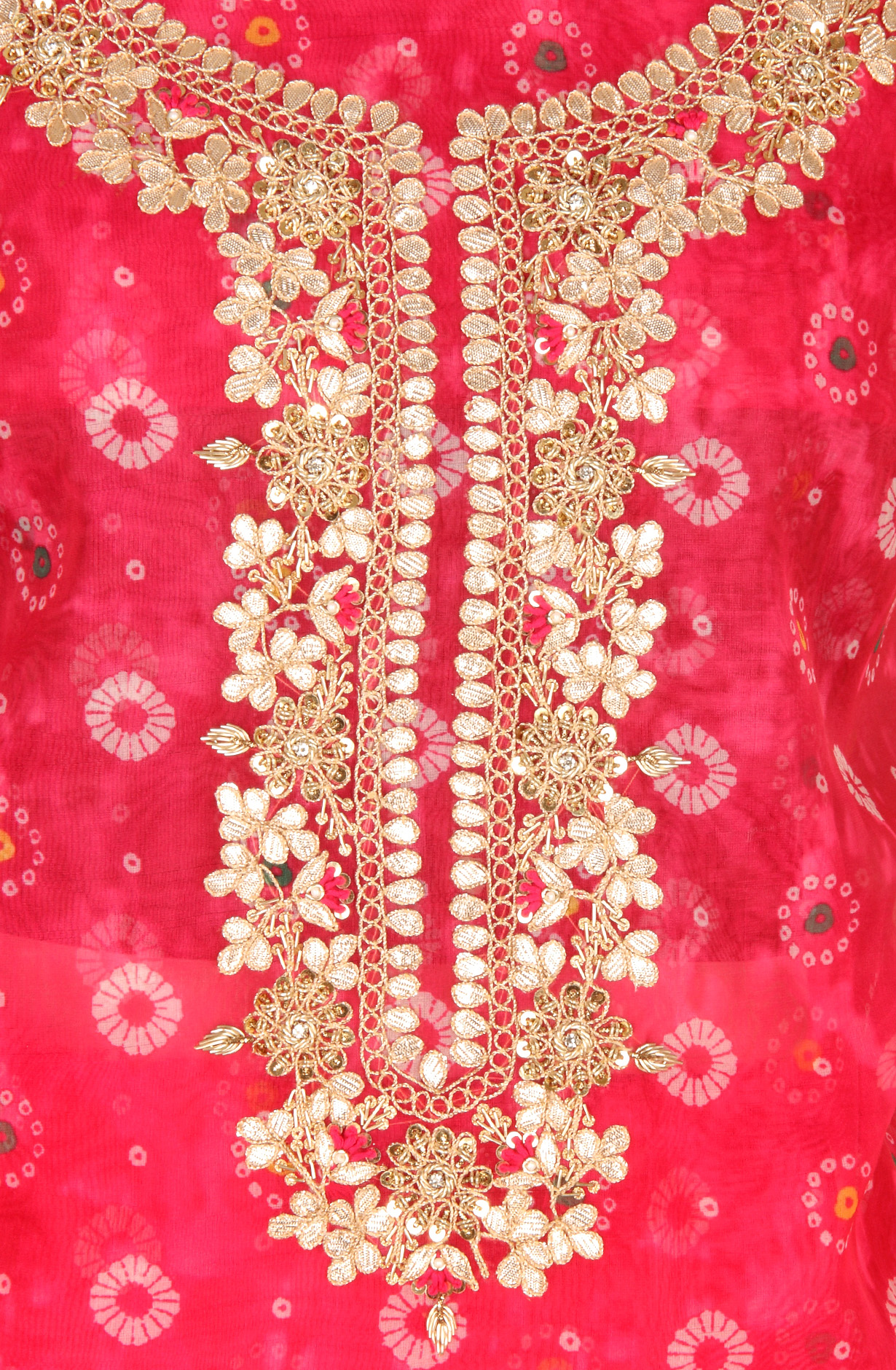 Rani Pink Organza Beautiful Unstitched Suit with Chiffon Dupatta - 912-AC19075