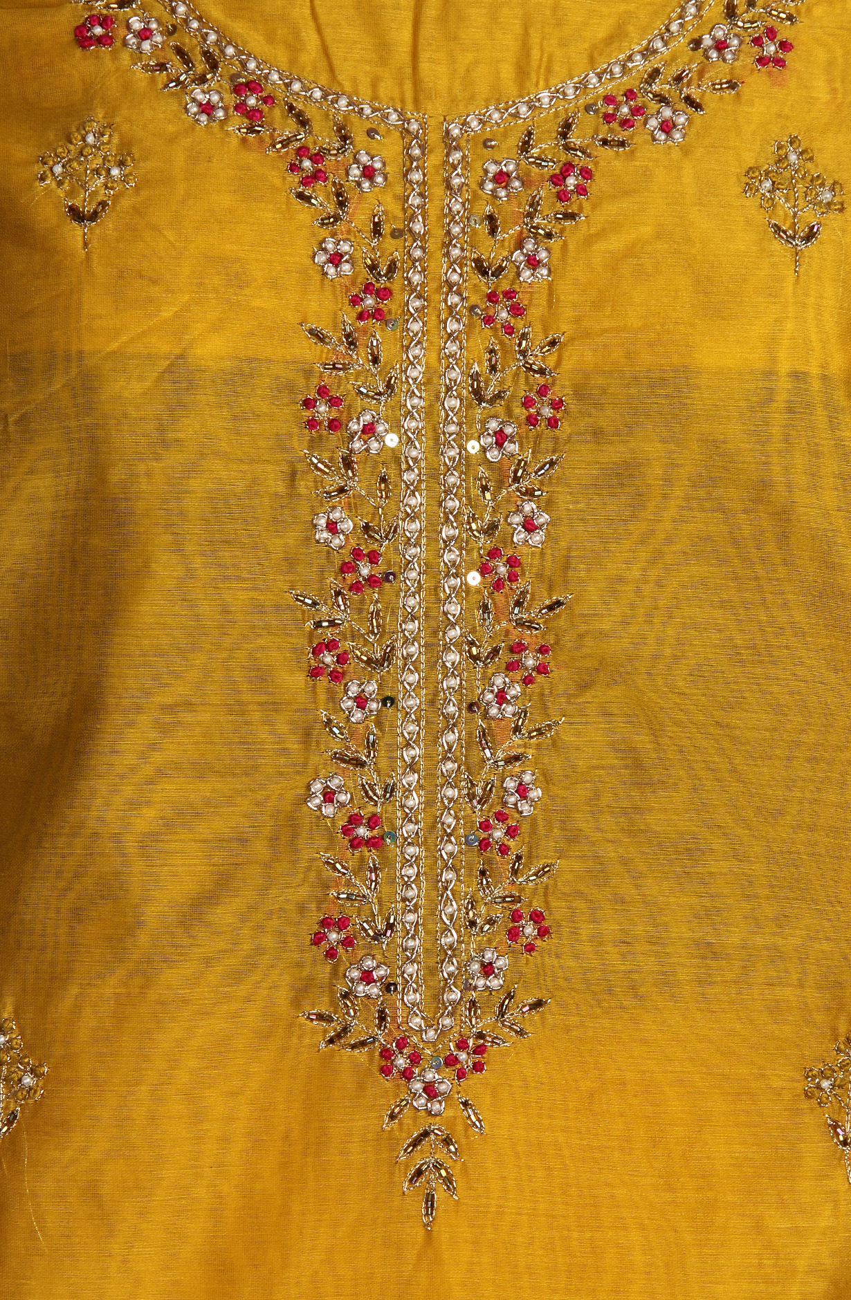 Mustard Beautiful Chanderi Unstitched Salwar Suit - 912-DF08920A