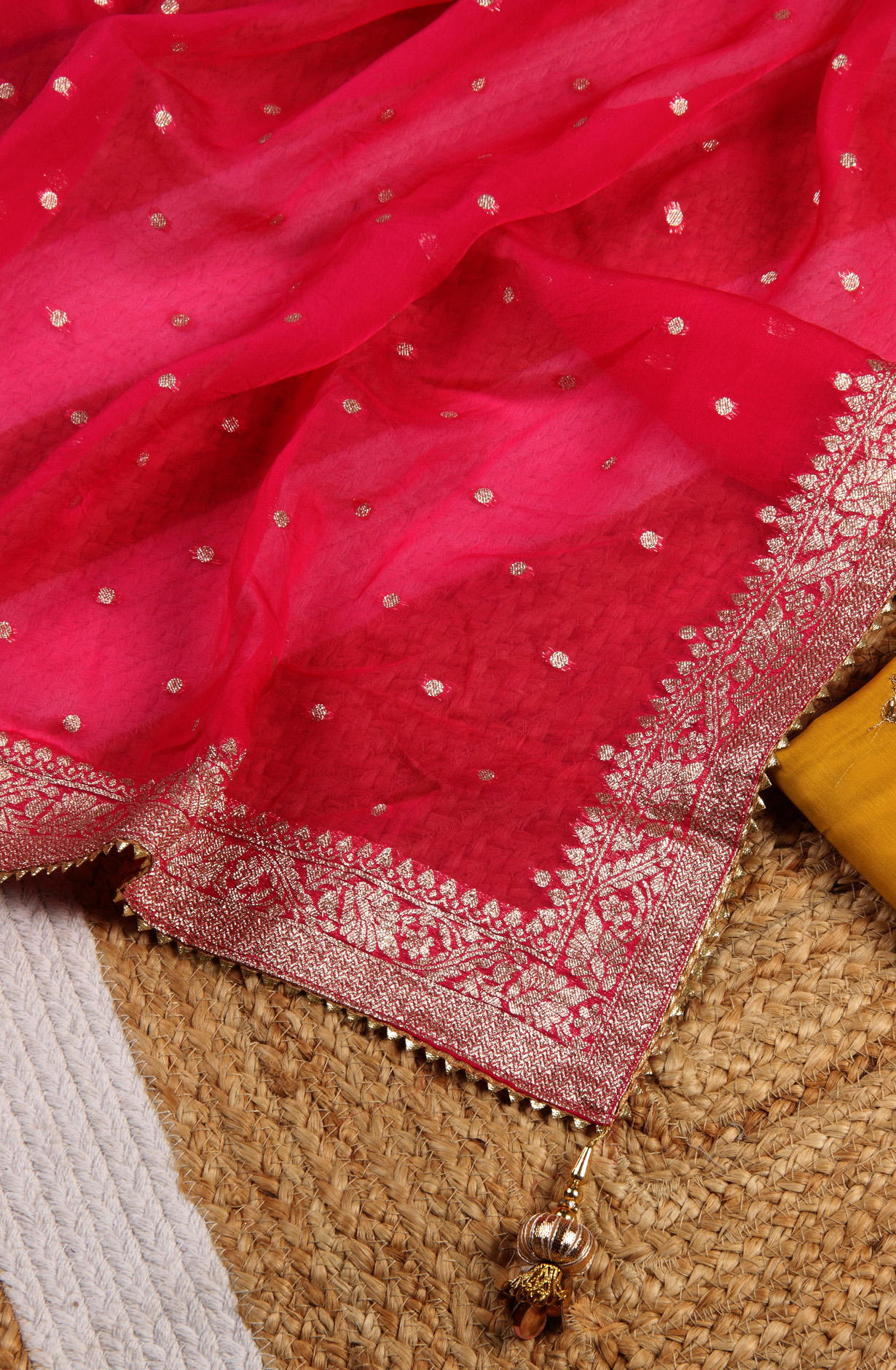 Mustard Beautiful Chanderi Unstitched Salwar Suit - 912-DF08920A