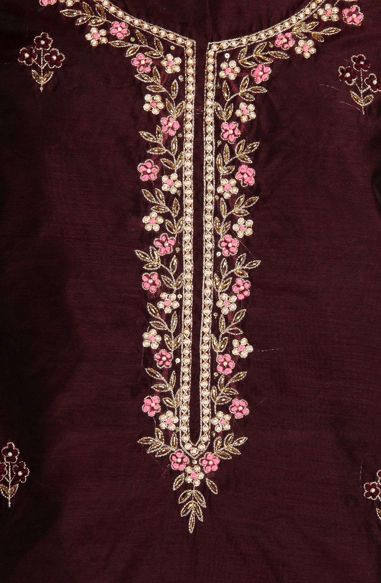 Wine Beautiful Chanderi Unstitched Salwar Suit - 912-DF08920B