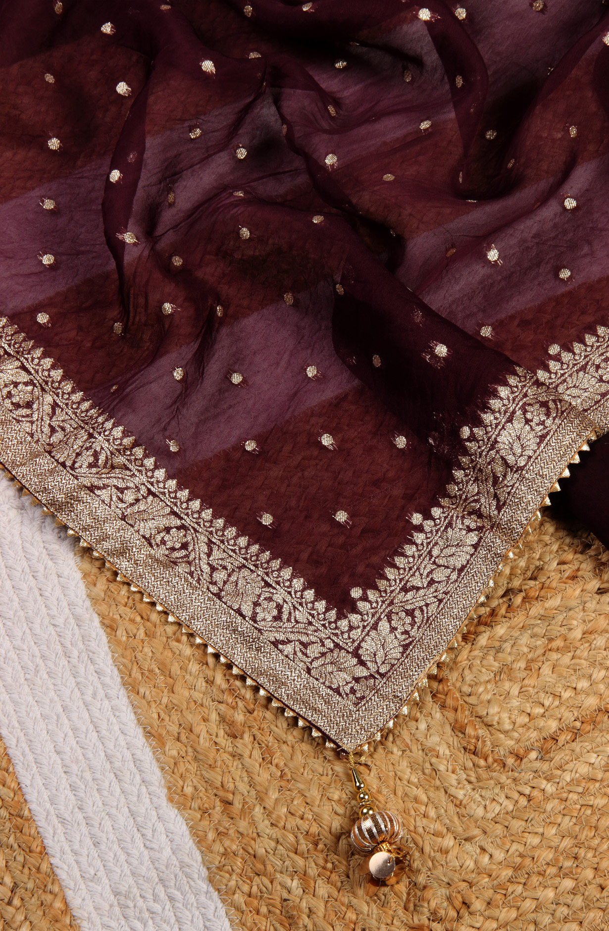 Wine Beautiful Chanderi Unstitched Salwar Suit - 912-DF08920B